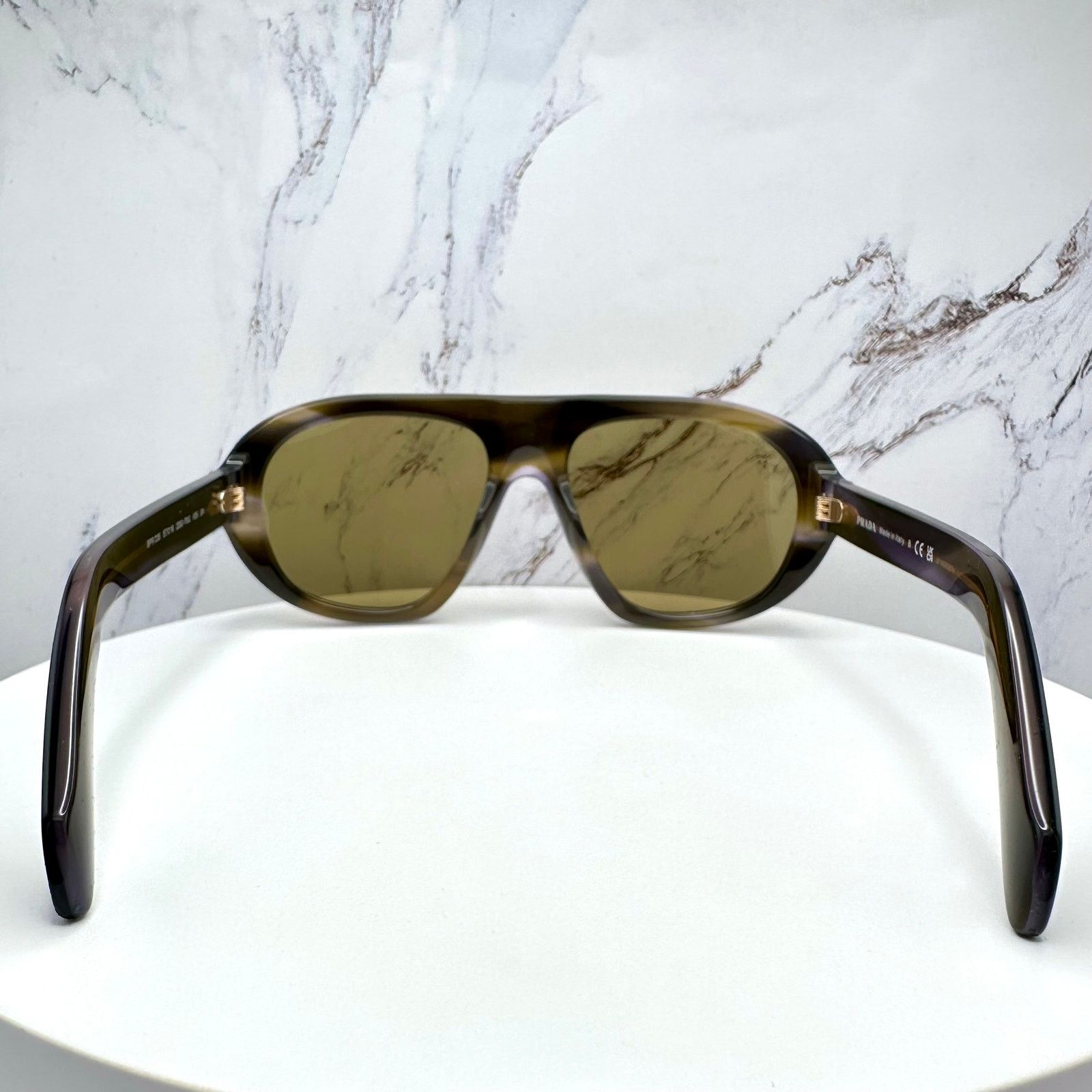 Prada New PRADA Sunglasses Brown Striped Laguna Aviator Shield Size ONE SIZE - 20 Thumbnail