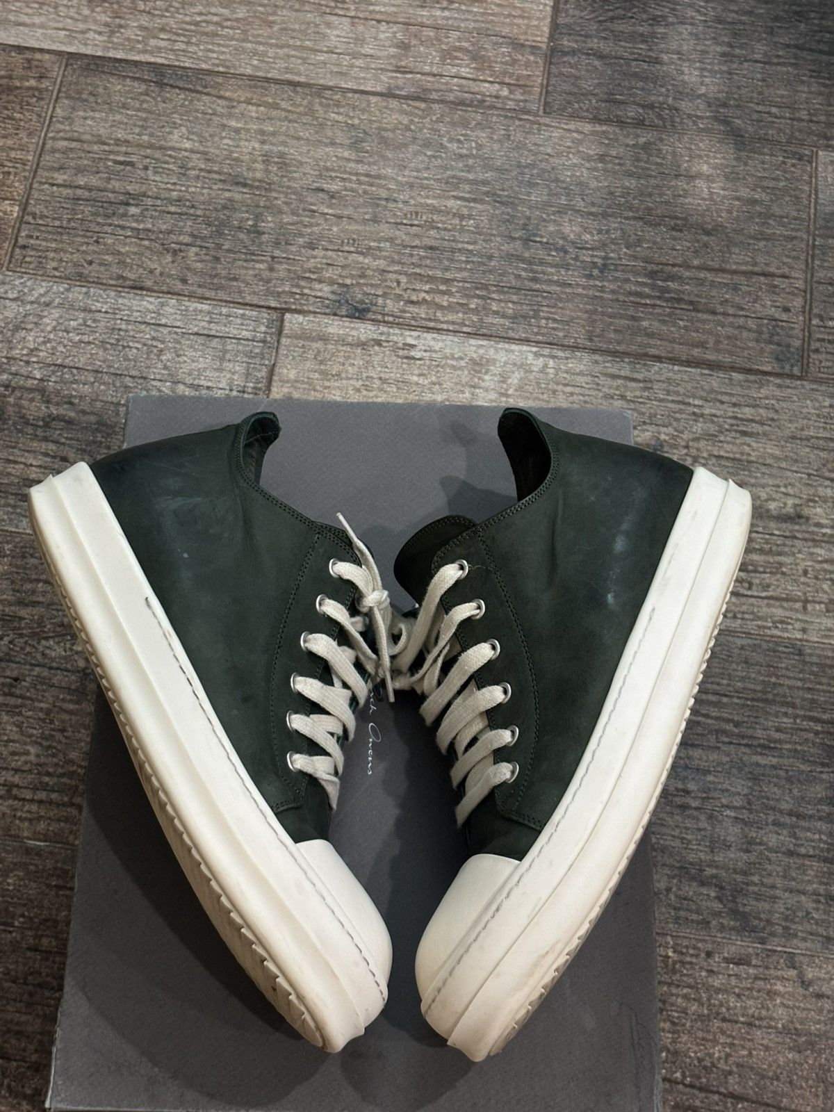 Rick Owens Mainline Green Waxed Leather Ramones Low Size US 10 / EU 43 - 2 Thumbnail