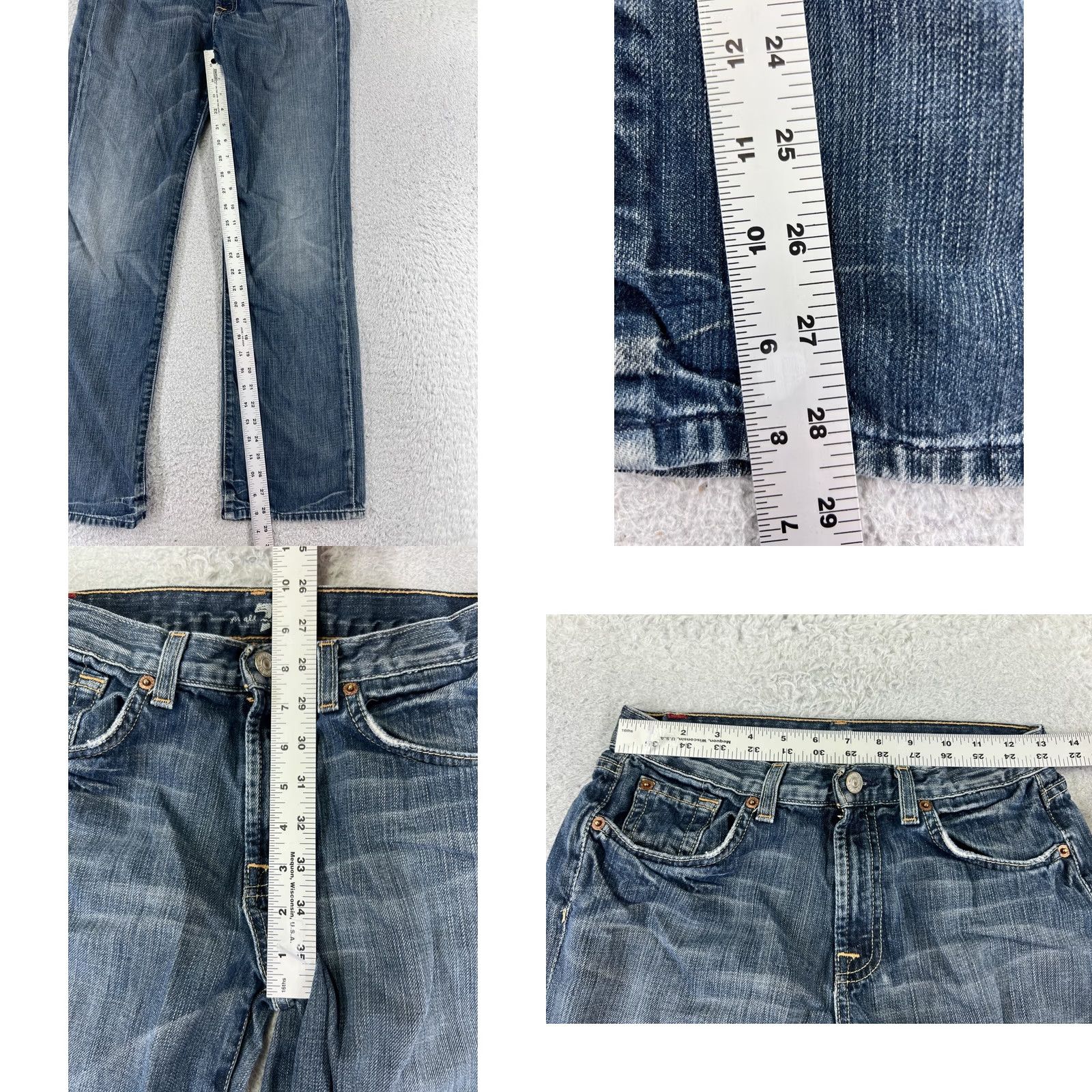 7 For All Mankind 7 For All Mankind Jeans Juniors 14 Blue Denim Straight Wide Leg 24x28 Jeans Womens 7 For All Mankind Jeans Size 36" / US 14 / IT 50 - 8 Thumbnail