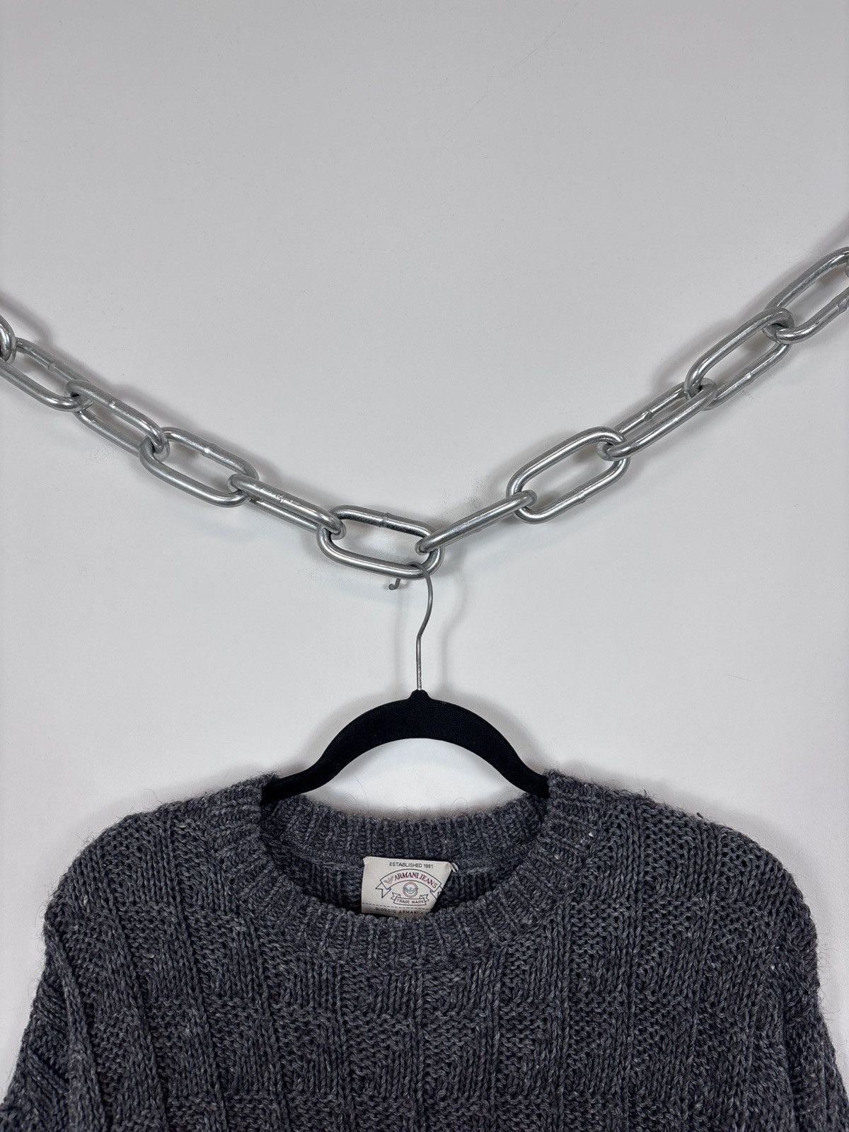 Armani Vintage 1990s Armani Jeans Men’s Grey Knit Sweater Pullover Size US XL / EU 56 / 4 - 3 Thumbnail