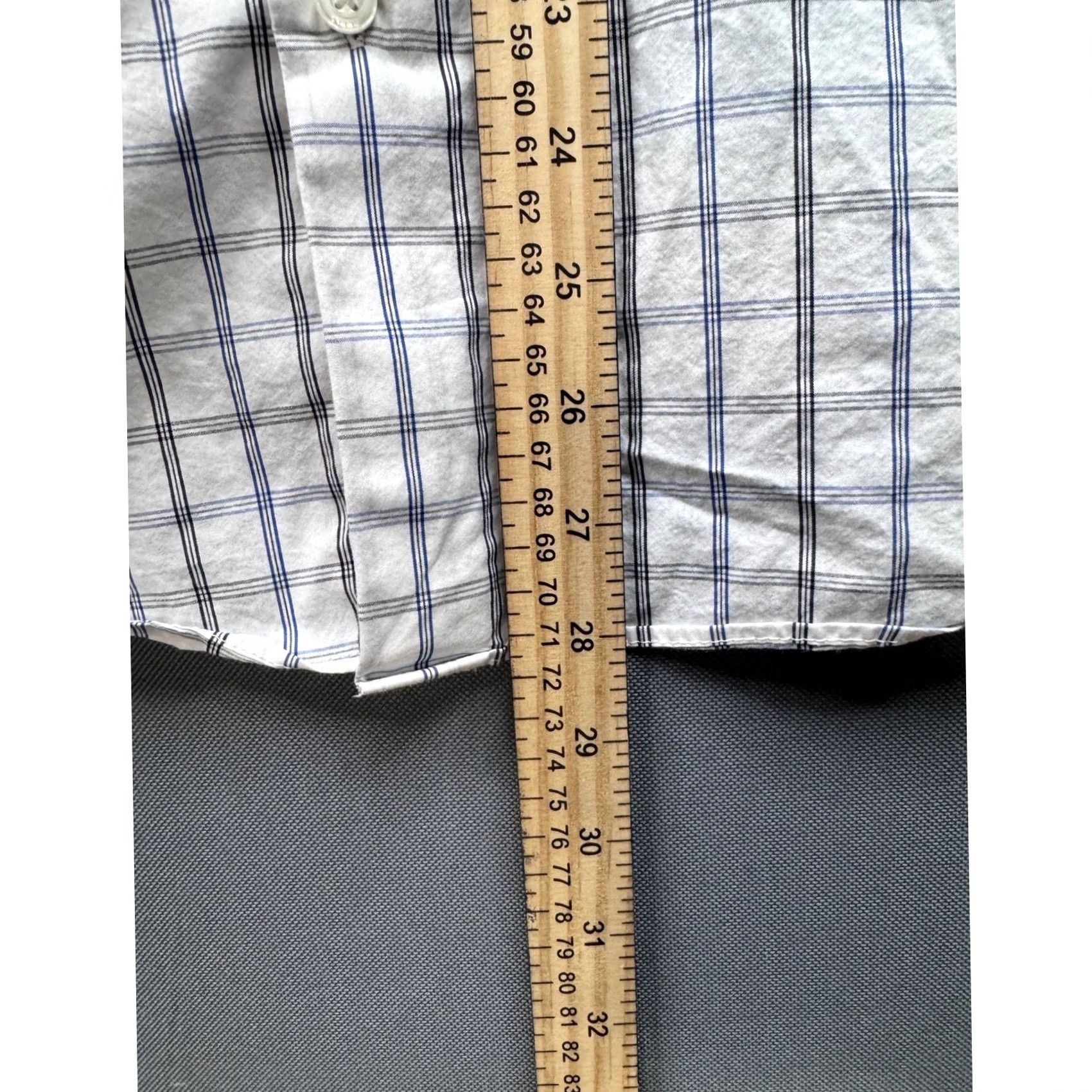 Perry Ellis Perry Ellis Men's L/G Button-Down Shirt Plaid Stretch Wrinkle Resistant Casual Workwear White Cotton Polyester Blend Long Sleeve Button-Up Size US L / EU 52-54 / 3 - 5 Thumbnail