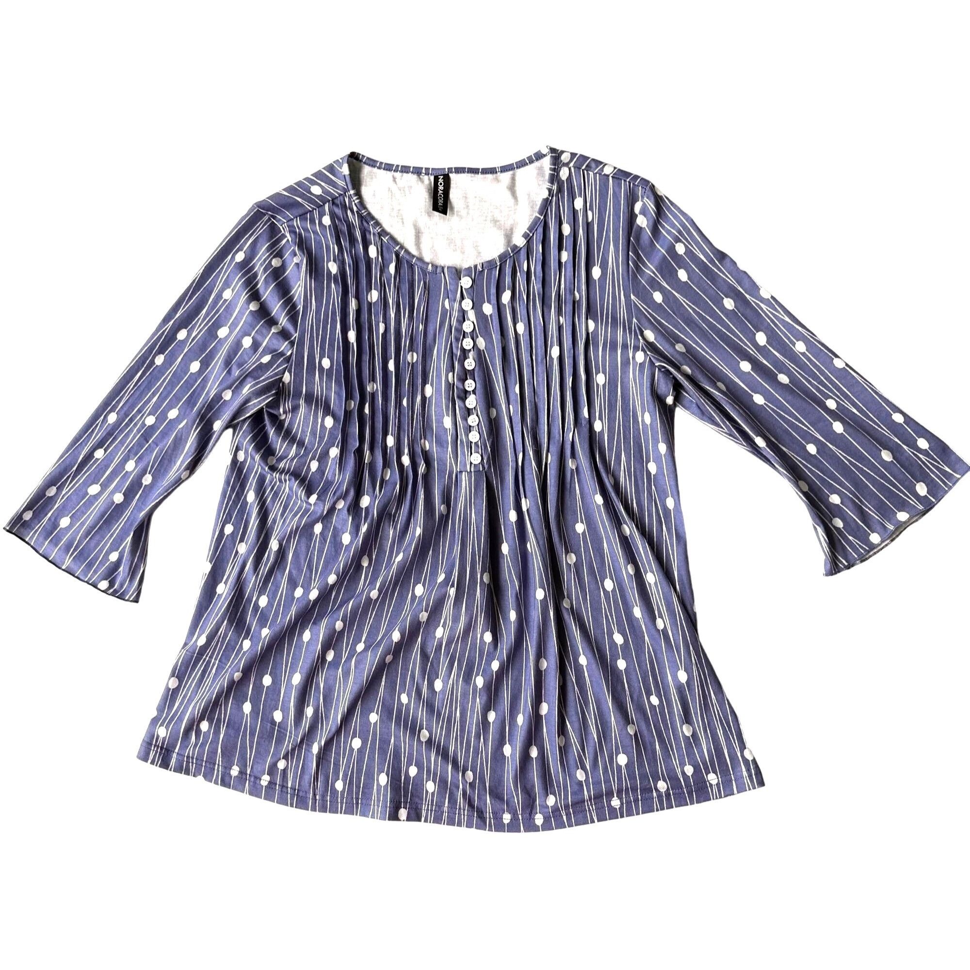 Other NoraCora Tunic Top XL Blue White Polkadot Jersey Fabric Bu Size XL / US 12-14 / IT 48-50 - 3 Thumbnail