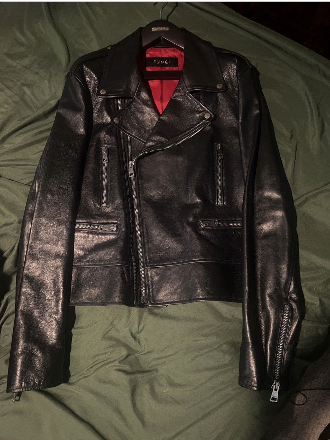 Gucci Gucci Men’s Leather Biker Jacket Size US L / EU 52-54 / 3 - 1 Thumbnail