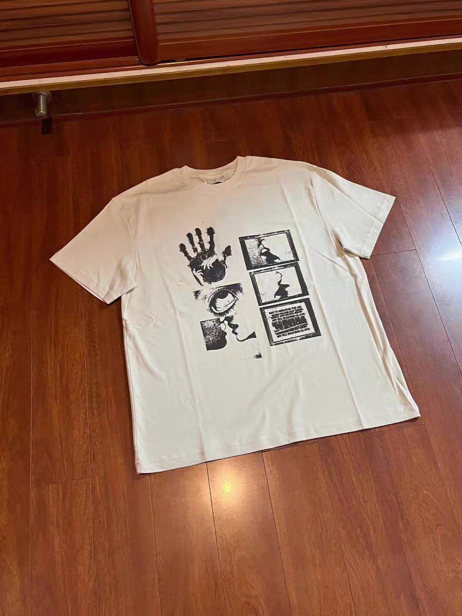 Vintage White Vintage Cotton T-shirt with Palm Print Size US M / EU 48-50 / 2 - 1 Thumbnail