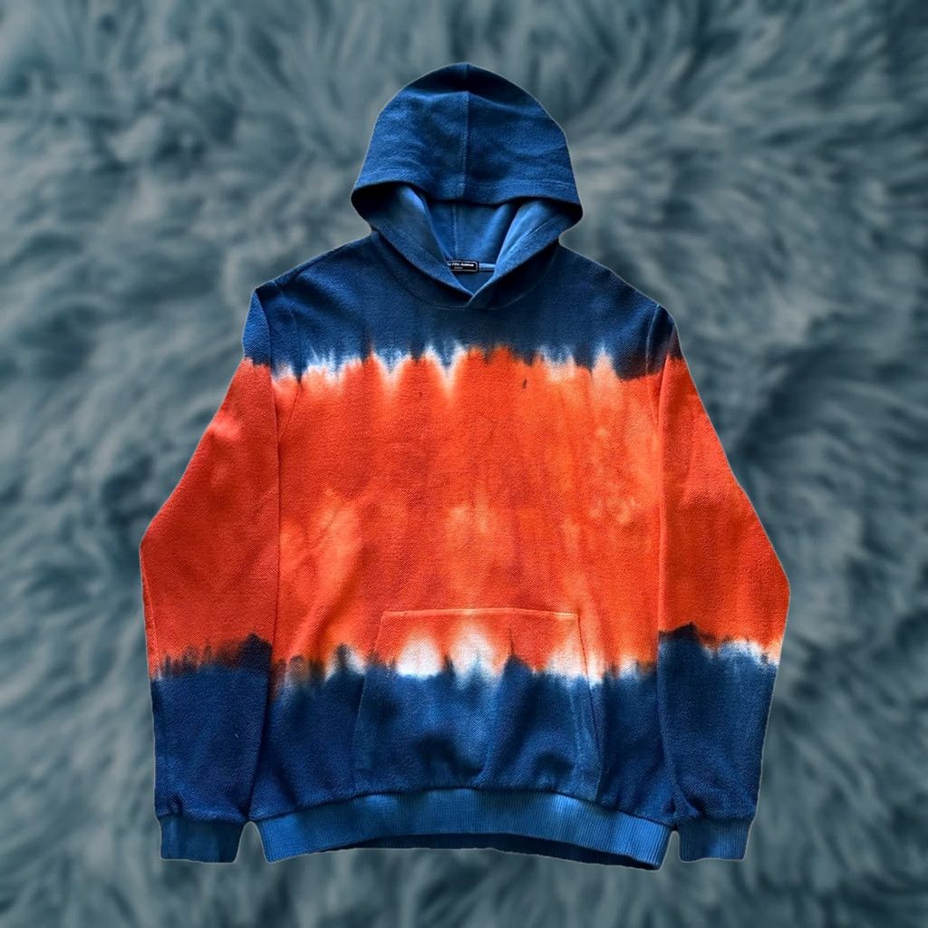 Saks Fifth Avenue Saks Fifth Avenue Men’s Tie Dye Knit Hoodie Sweatshirt Navy Blue Orange Sz L Full Zip Hooded Crew Neck Cashmere Knit Size US L / EU 52-54 / 3 - 1 Thumbnail