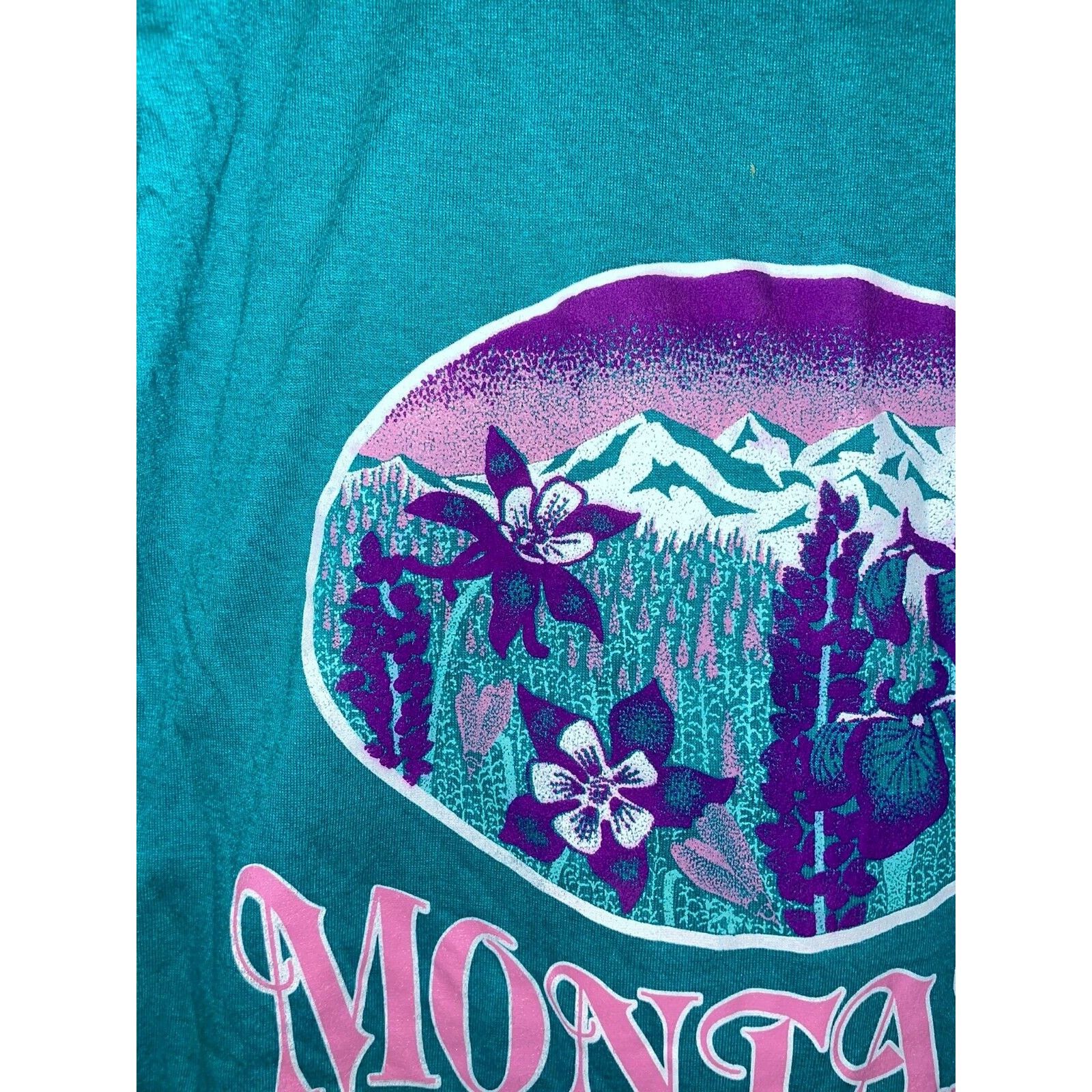 Jerzees 1980s Vintage Jerzees Montana Wildflower Teal Shirt 80s M Size US M / EU 48-50 / 2 - 2 Thumbnail