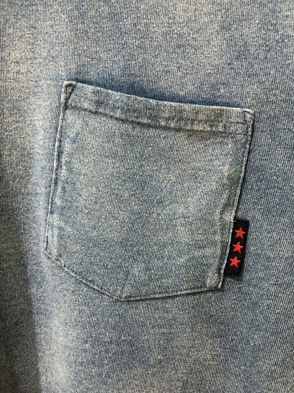 Japanese Brand Growth by Grail 3 Star Pocket Tee Denim Faded Details Style Size L / US 10 / IT 46 - 4 Thumbnail