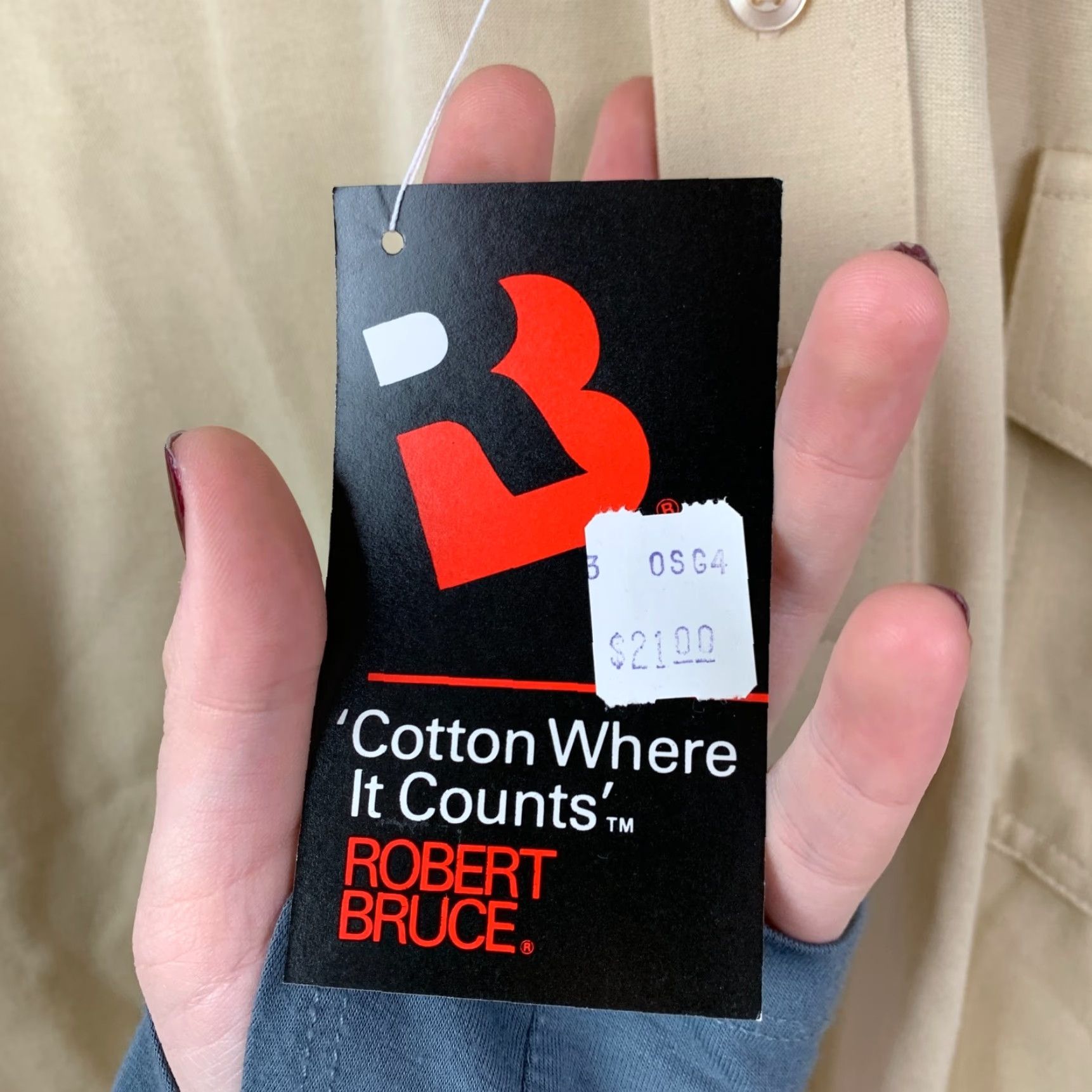Vintage VINTAGE Robert Bruce Polo Shirt Mens L Beige 90s Preppy Short Sleeve Button-Down Pocketed NWT Size US L / EU 52-54 / 3 - 4 Thumbnail