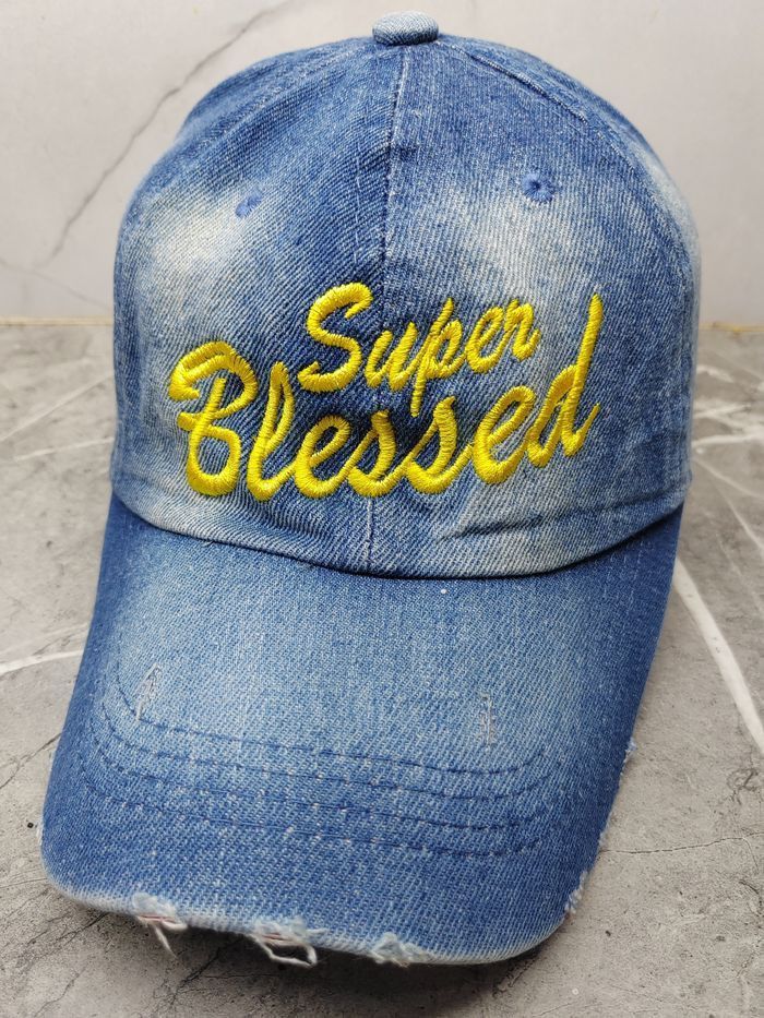 Japanese Brand Vintage Super Blessed Denim Style Cap Hat Size ONE SIZE - 1 Thumbnail