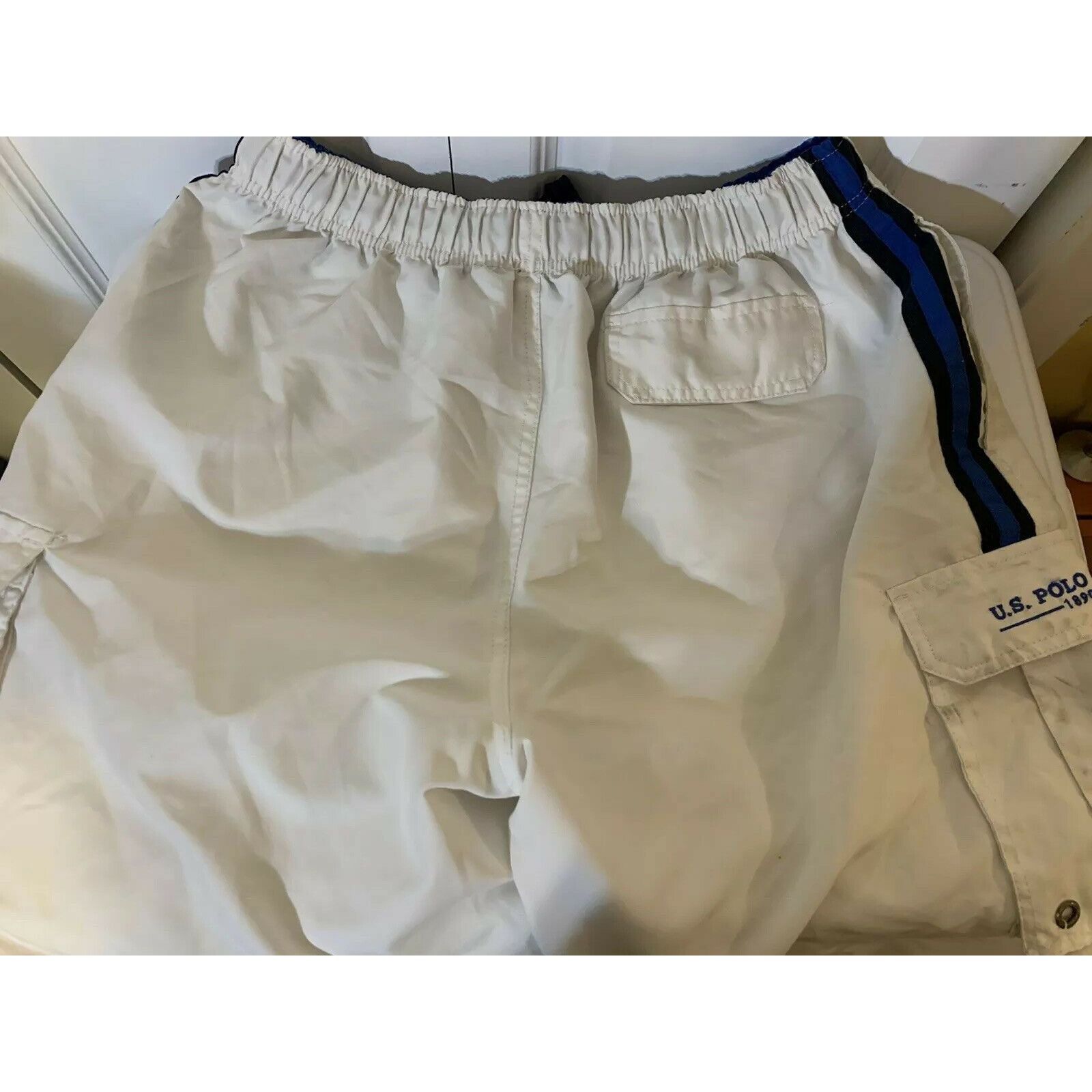 U.S. Polo Assn. U.S. Polo Assn Men's Sz L Swim Trunks Board Shorts White Blu Size US 35 - 8 Thumbnail
