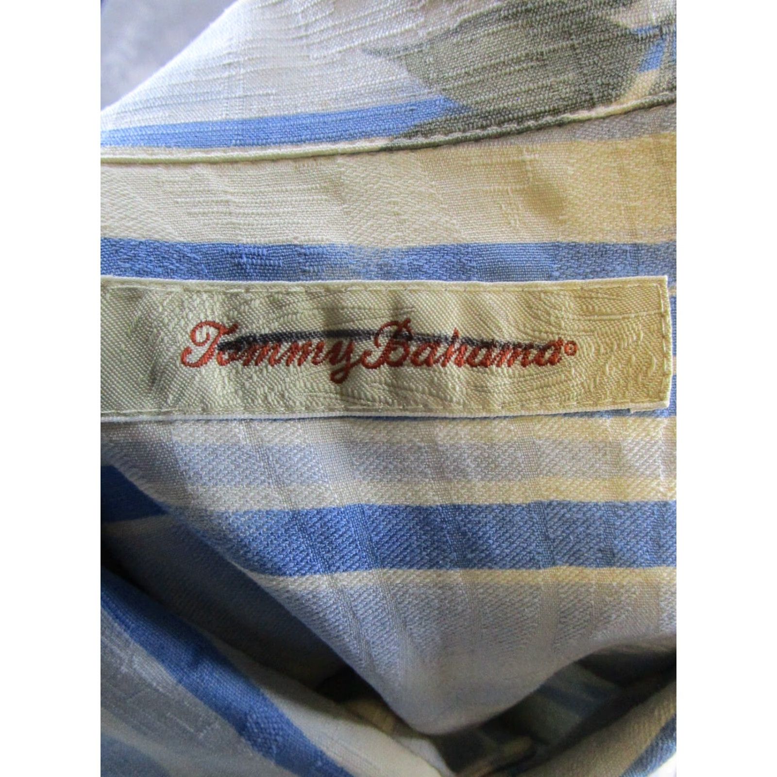 Tommy Bahama VINTAGE Tommy Bahama Shirt Mens Large Blue Beige Silk Button Up Size US L / EU 52-54 / 3 - 3 Thumbnail