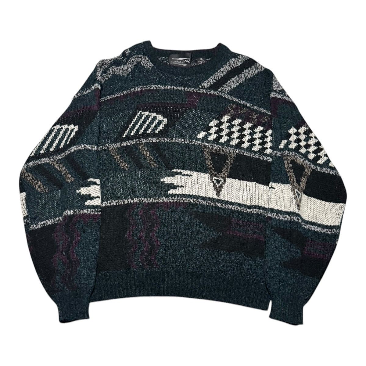 Vintage Vintage Expressions Patterned Crewneck Sweater Men's Medium Size US M / EU 48-50 / 2 - 1 Thumbnail