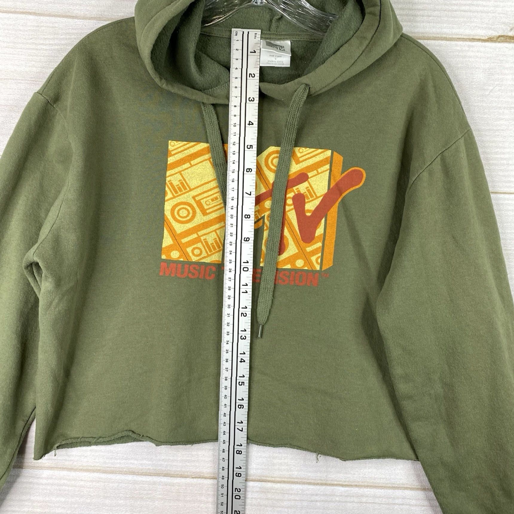 Etro MTV Cropped Hoodie Sweatshirt Womens Size S Green Long Sleeve Cotton Retro Music Size S / US 4 / IT 40 - 5 Thumbnail