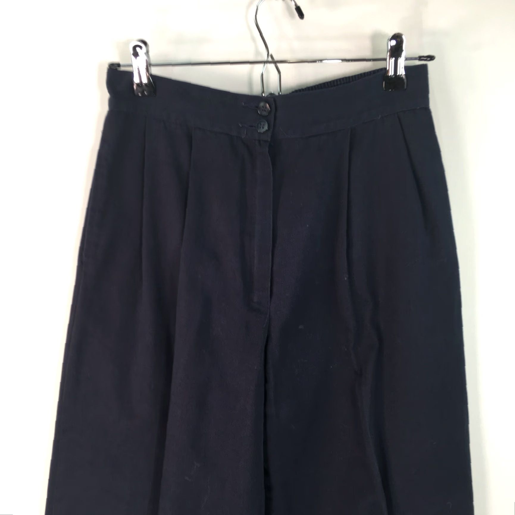Vintage Womens Straight Leg Front Pleated Pants High Rise Regular Fit Blue Size 28X29 Size 36" / US 14 / IT 50 - 3 Thumbnail