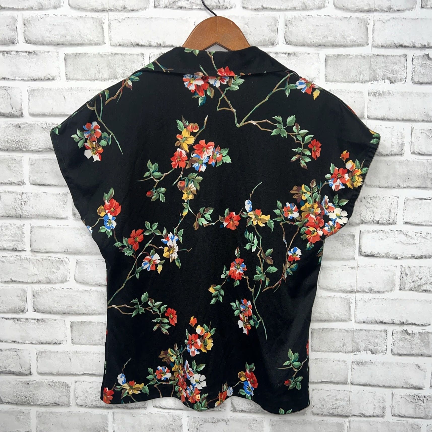 Vintage VINTAGE Mardi Modes Blouse Shirt Womens Size 14 Black Floral 90s ladies shirt Size XL / US 12-14 / IT 48-50 - 5 Thumbnail