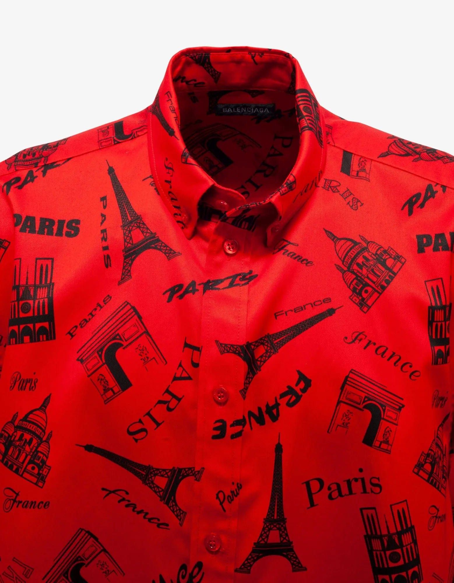 Balenciaga Balenciaga Red Tourist Print Square Back Shirt - SS20 Size US M / EU 48-50 / 2 - 3 Thumbnail