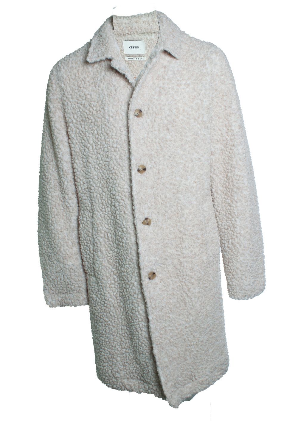 KESTIN Kestin, Edinburgh overcoat in oatmeal wool fleece Size US L / EU 52-54 / 3 - 1 Thumbnail