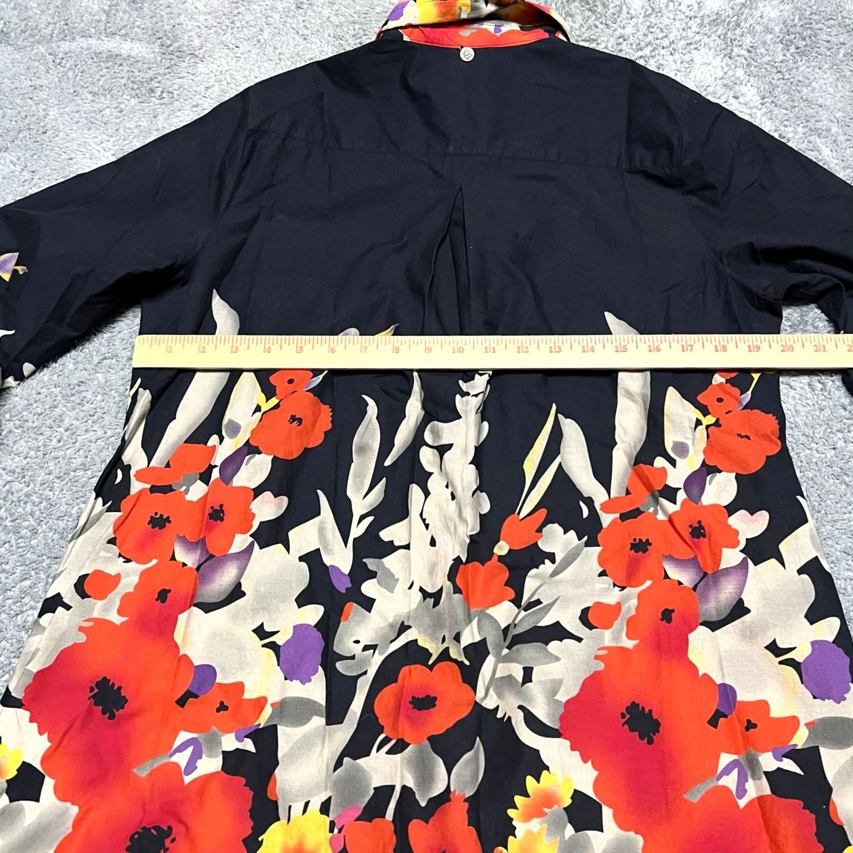 Soft Surroundings Soft Surroundings Shirt Womens Large Multicolor Beaded Poppy Floral Tunic Button-Up Size L / US 10 / IT 46 - 4 Thumbnail