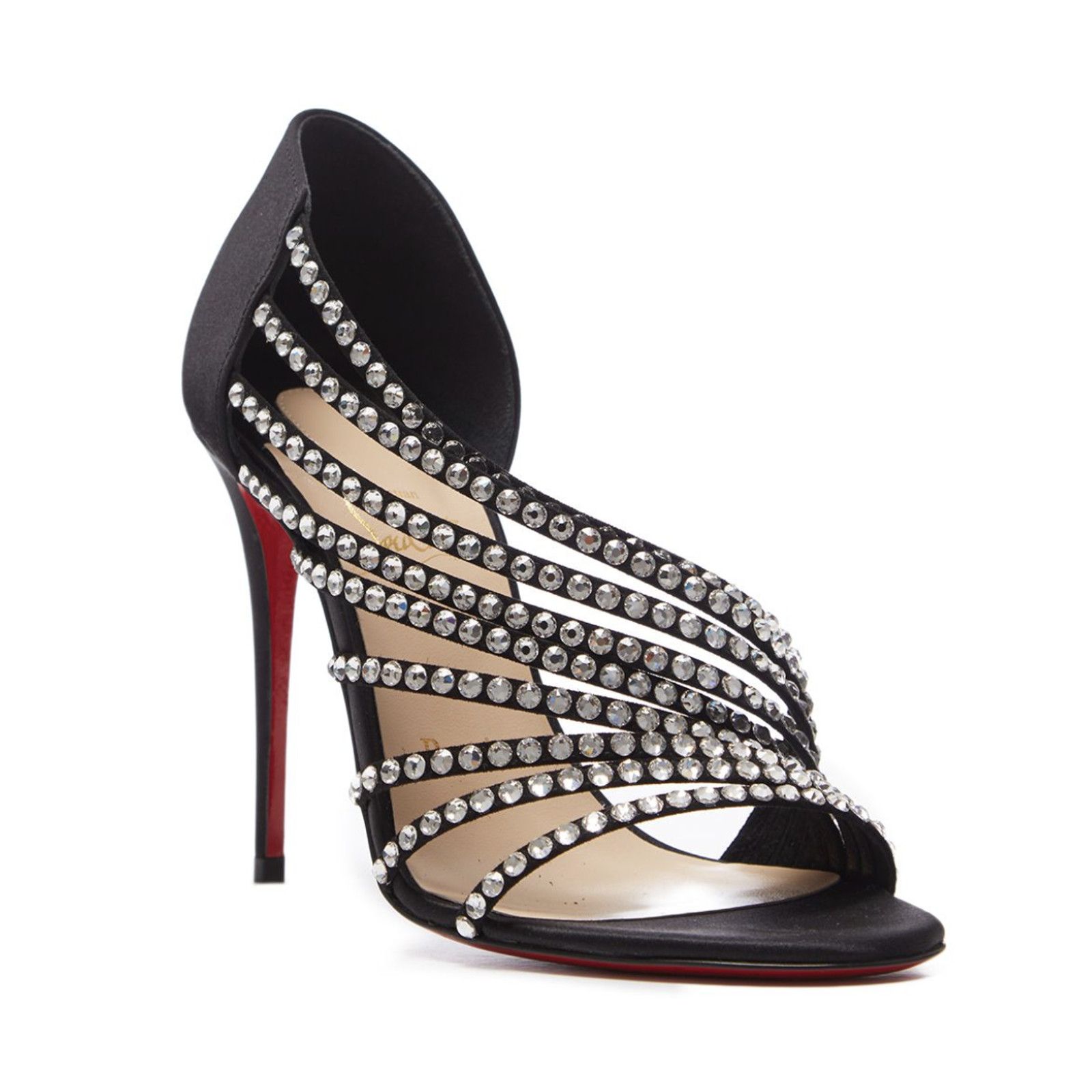Christian Louboutin Norina Strass 100 Black Crystal Strap Sandal Heel Pump 36.5 Size US 6.5 / IT 36.5 - 3 Thumbnail