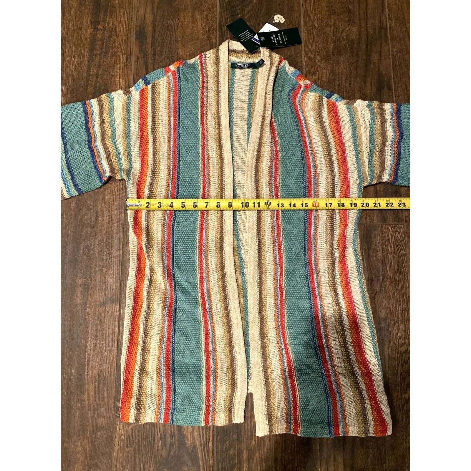 Ralph Lauren Lauren Ralph Cardigan Womens S NWT striped multi color cotton linen knit Size S / US 4 / IT 40 - 6 Thumbnail
