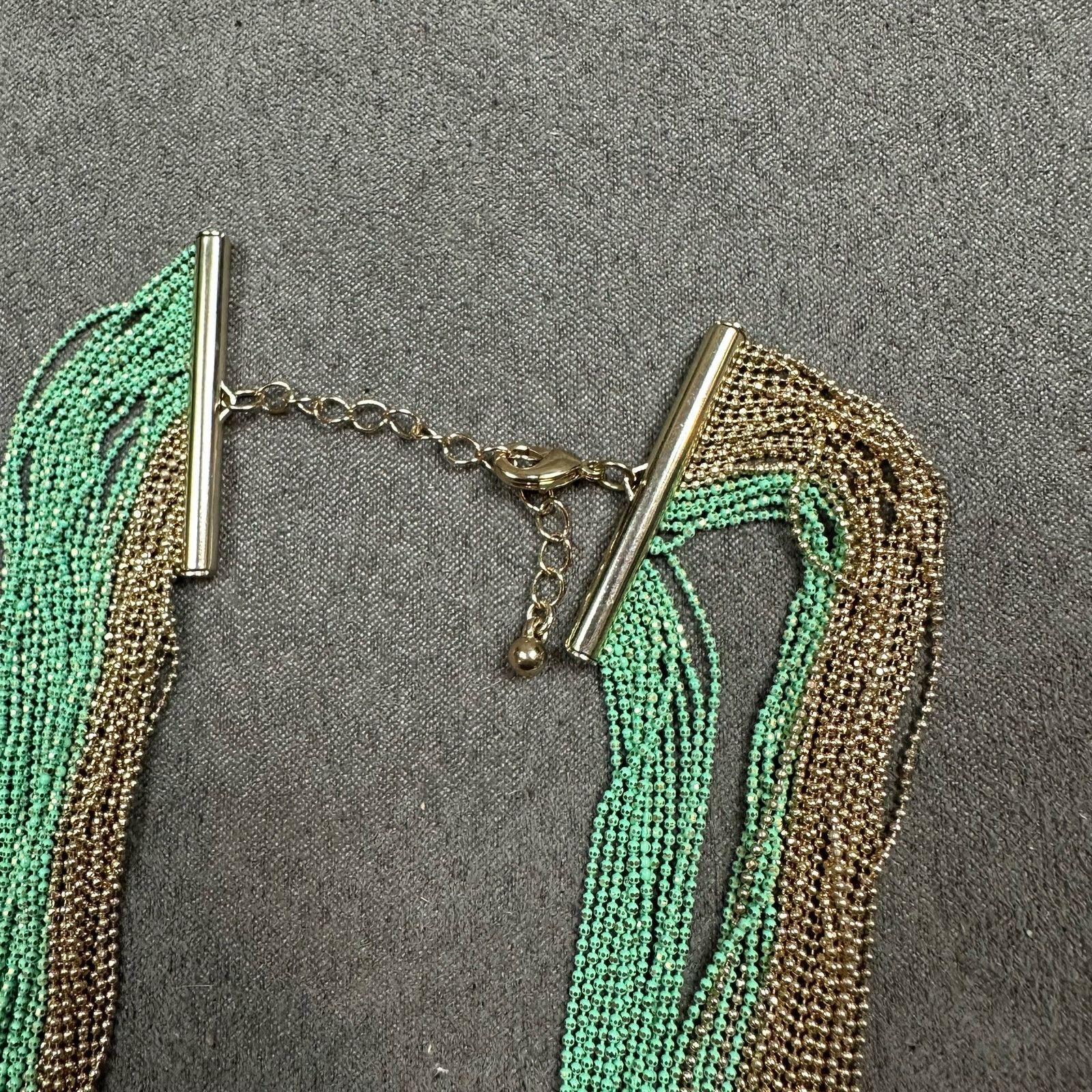 Other ModCloth Chain Arrangement Necklace Mint Green Gold Layered Size ONE SIZE - 2 Thumbnail