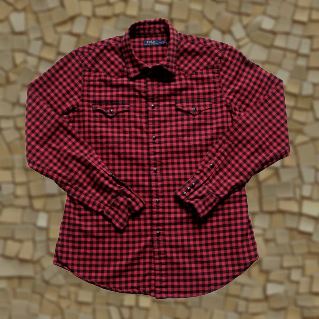 Ralph Lauren VINTAGE RALPH LAUREN Shirt WMN SZ L PLAID WESTERN PEARL SNAP RETRO Y2K RED BUFFALO Size L / US 10 / IT 46 - 1 Thumbnail