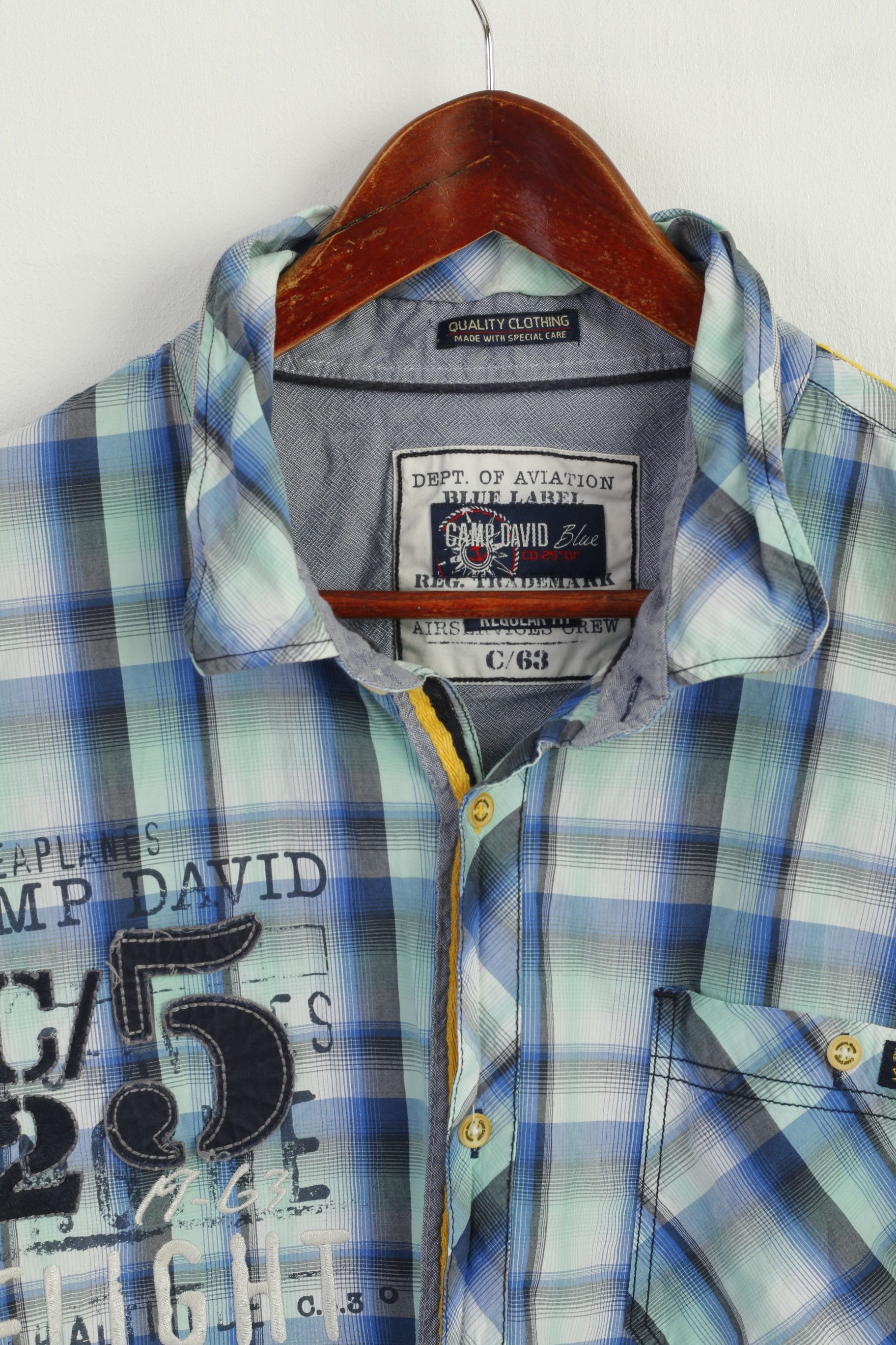 Camp David Camp David Men XXL Casual Shirt Blue Check 7790 Size US XXL / EU 58 / 5 - 3 Thumbnail