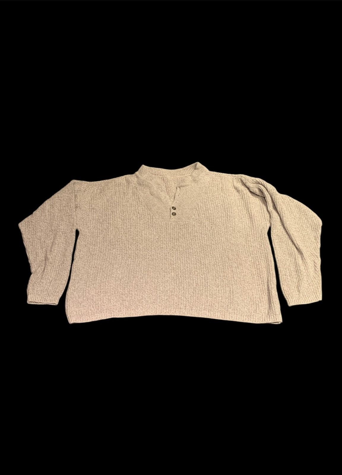 Eddie Bauer VTG Y2K Eddie Bauer Beige Knit LS Quarter Button Up Cardigan Size XL / US 12-14 / IT 48-50 - 1 Thumbnail