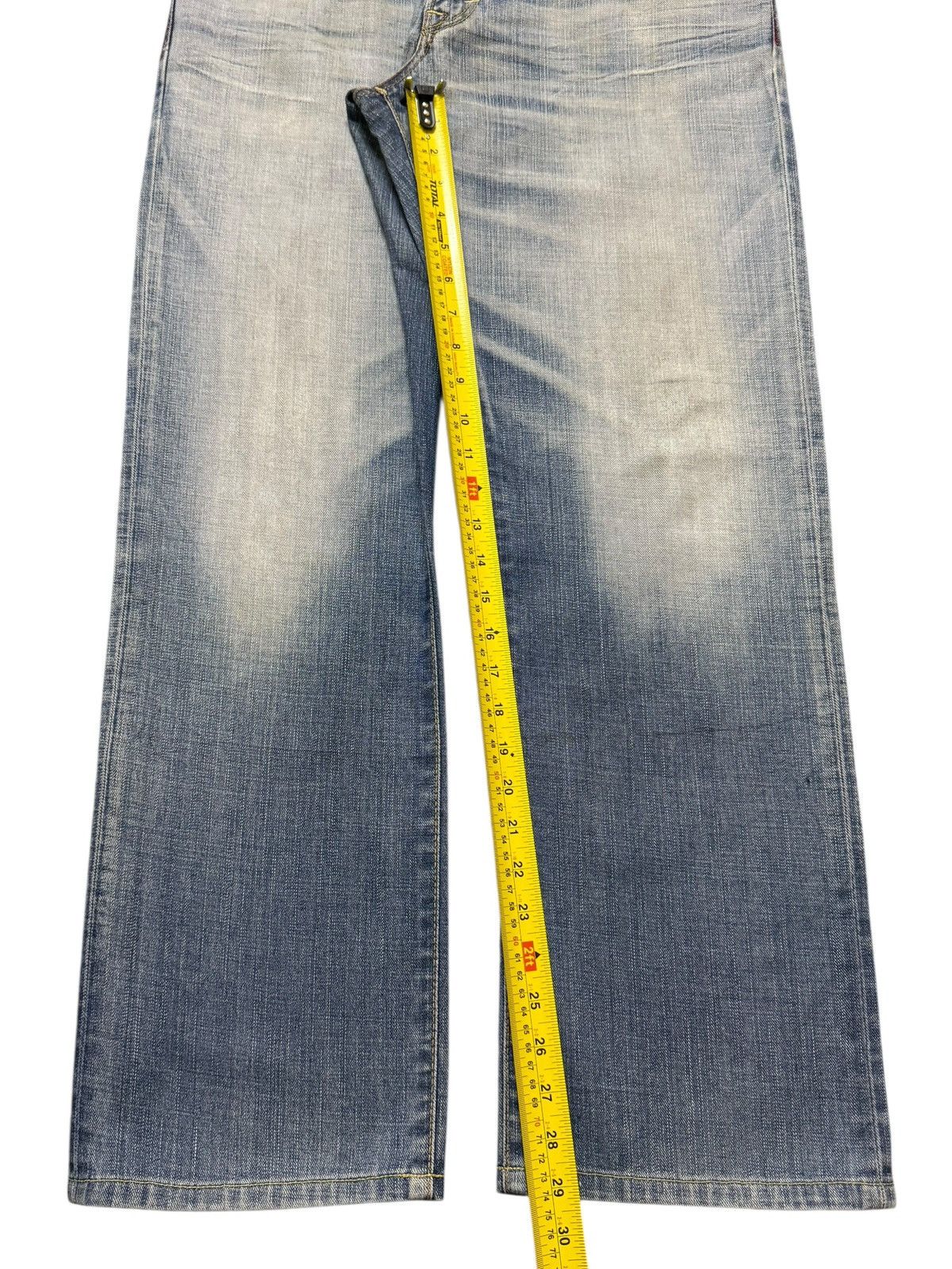 Edwin Vintage 90s Japan Edwin Blue Trip Faded Wash Wide Leg Baggy Size US 34 / EU 50 - 12 Thumbnail