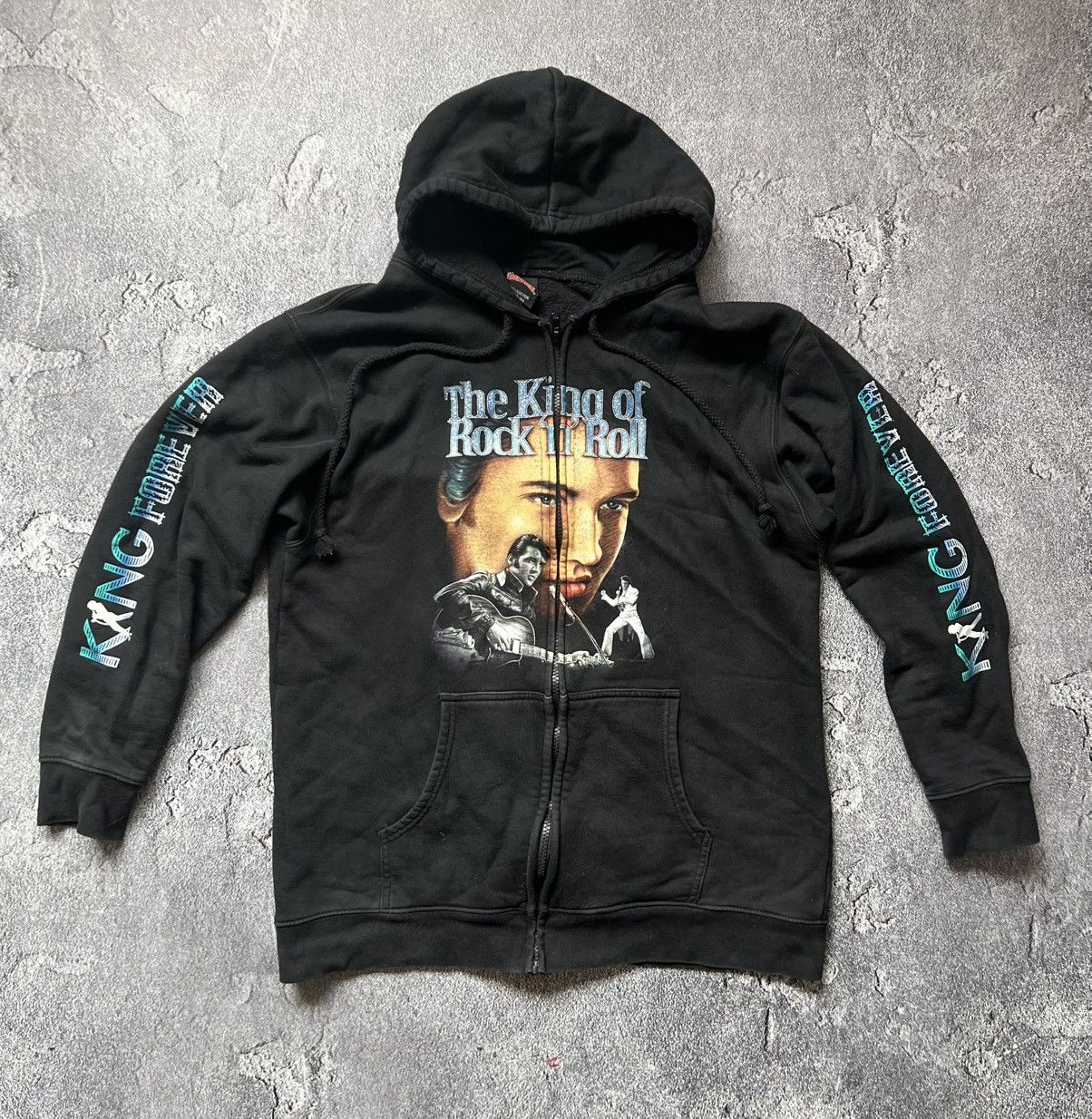 Band Tees VINTAGE ZIP HOODIE ELVIS PRESLEY POP MUSIC SUNFADED Size US L / EU 52-54 / 3 - 2 Thumbnail