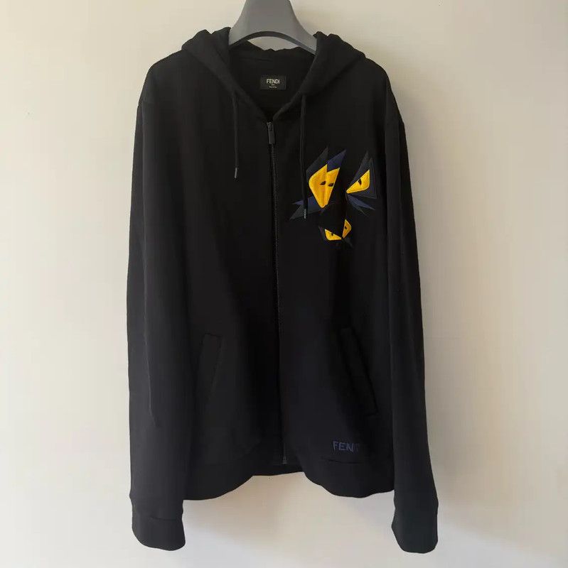 Fendi Fendi Black Cotton Embroidered Hoodie for Men 0089 Size US XXL / EU 58 / 5 - 1 Thumbnail