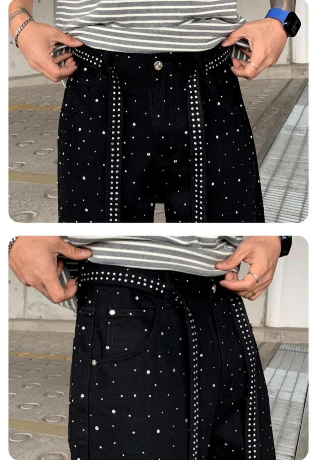 Other Rhinestone Black Studded Pants Size US 32 / EU 48 - 3 Thumbnail