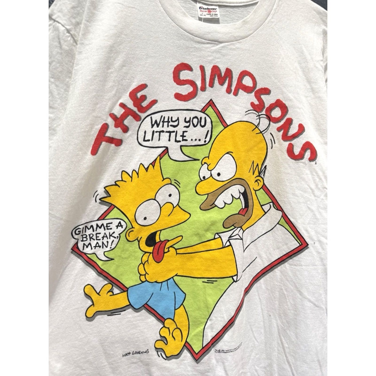 Vintage VINTAGE White Tee Shirt Large Bart Homer 90s Stedman The Simpsons Mens L Size US L / EU 52-54 / 3 - 4 Thumbnail