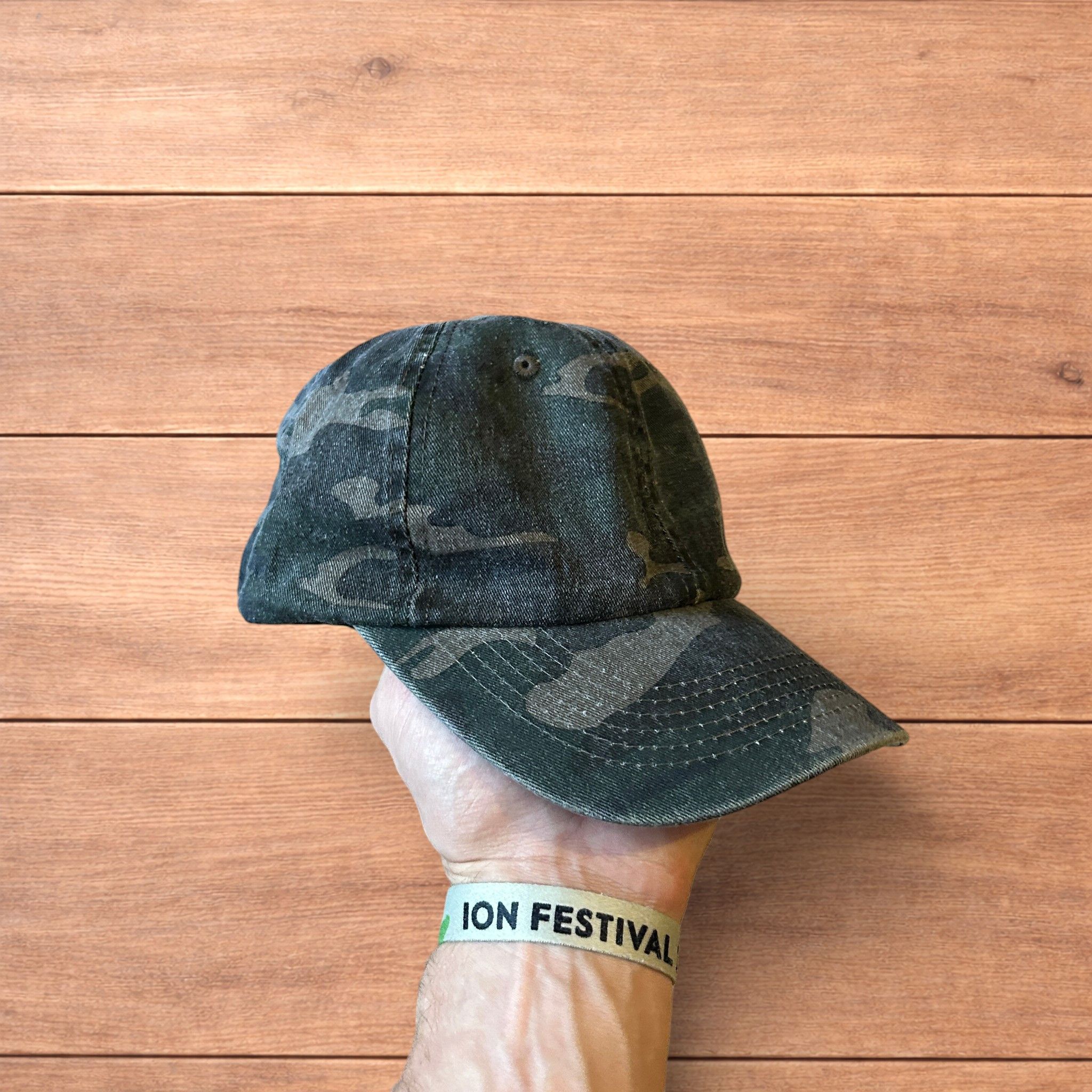 Japanese Brand Vintage style Camo military cap hat in khaki green. Size ONE SIZE - 1 Thumbnail