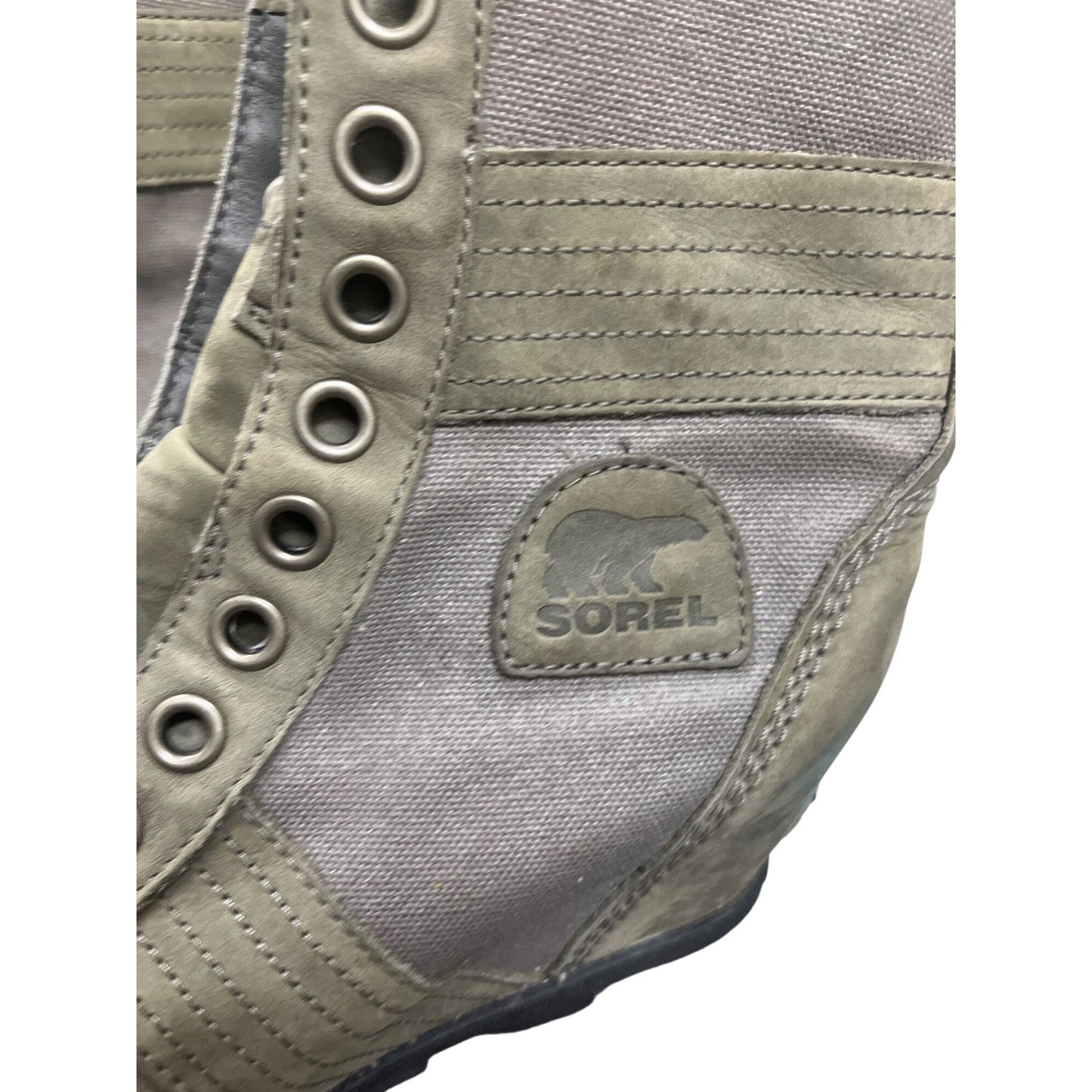 SOREL Sorel wms gray green ankle leather canvas hiking casual boot Size US 8 / IT 38 - 8 Thumbnail