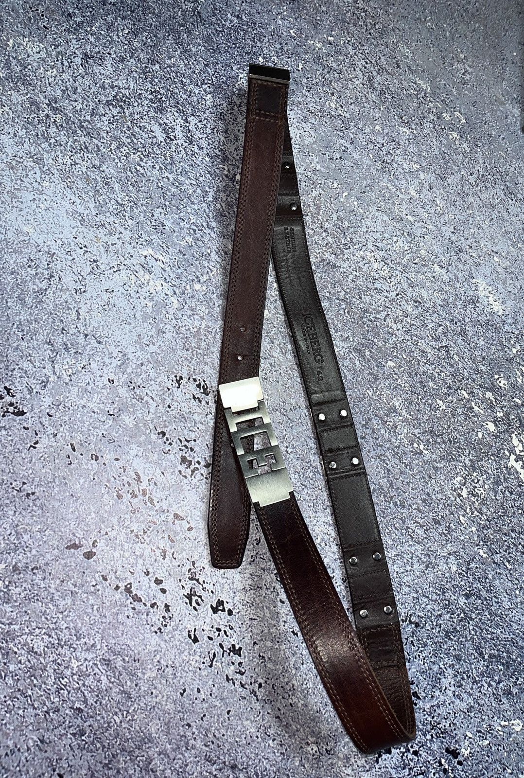 Iceberg Vintage Iceberg Leather Belt 126 cm Luxury Metal logo Size ONE SIZE - 2 Thumbnail