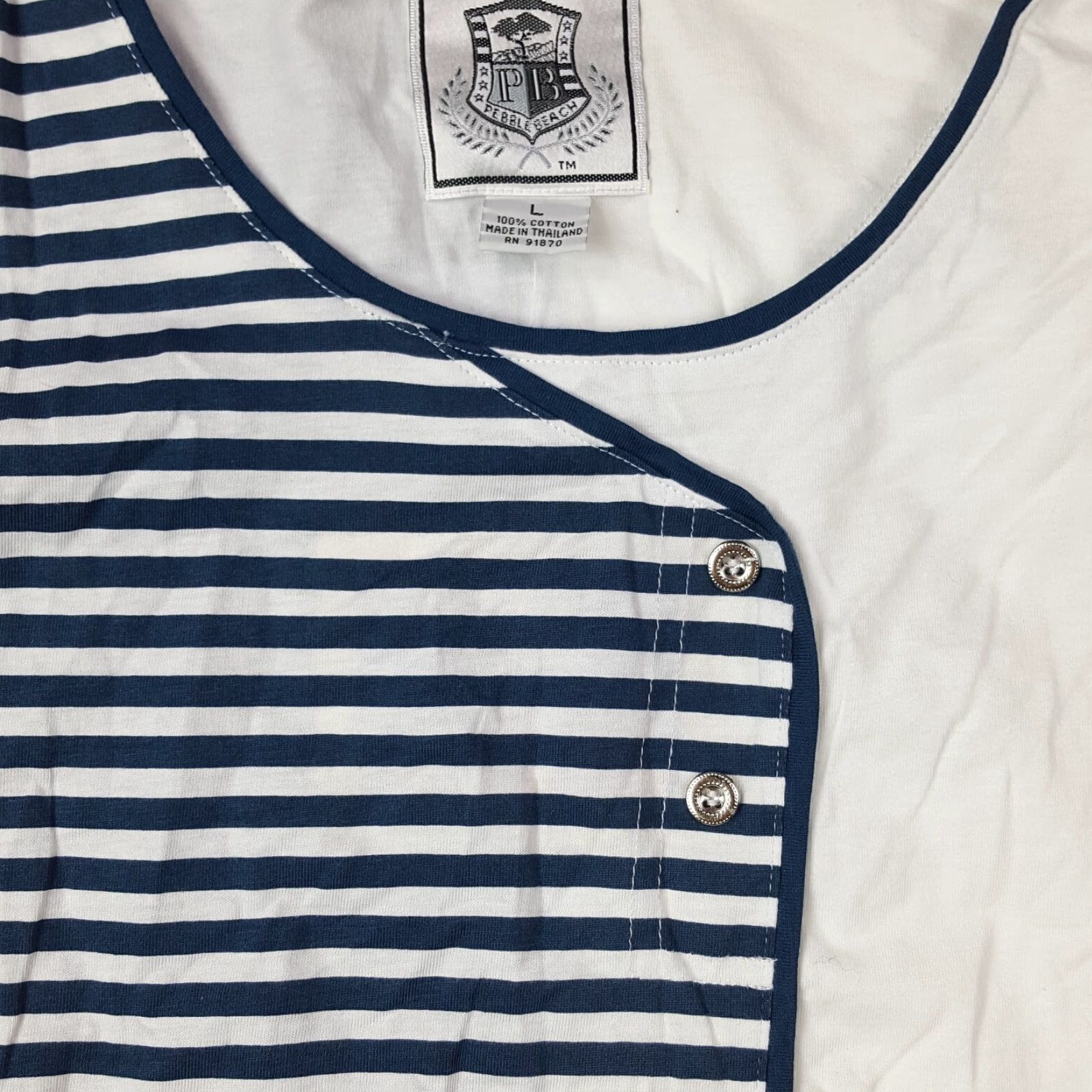Vintage Pebble Beach Women's Large Striped Sleeveless Golf Athletic Sports T Shirt Top Size L / US 10 / IT 46 - 3 Thumbnail