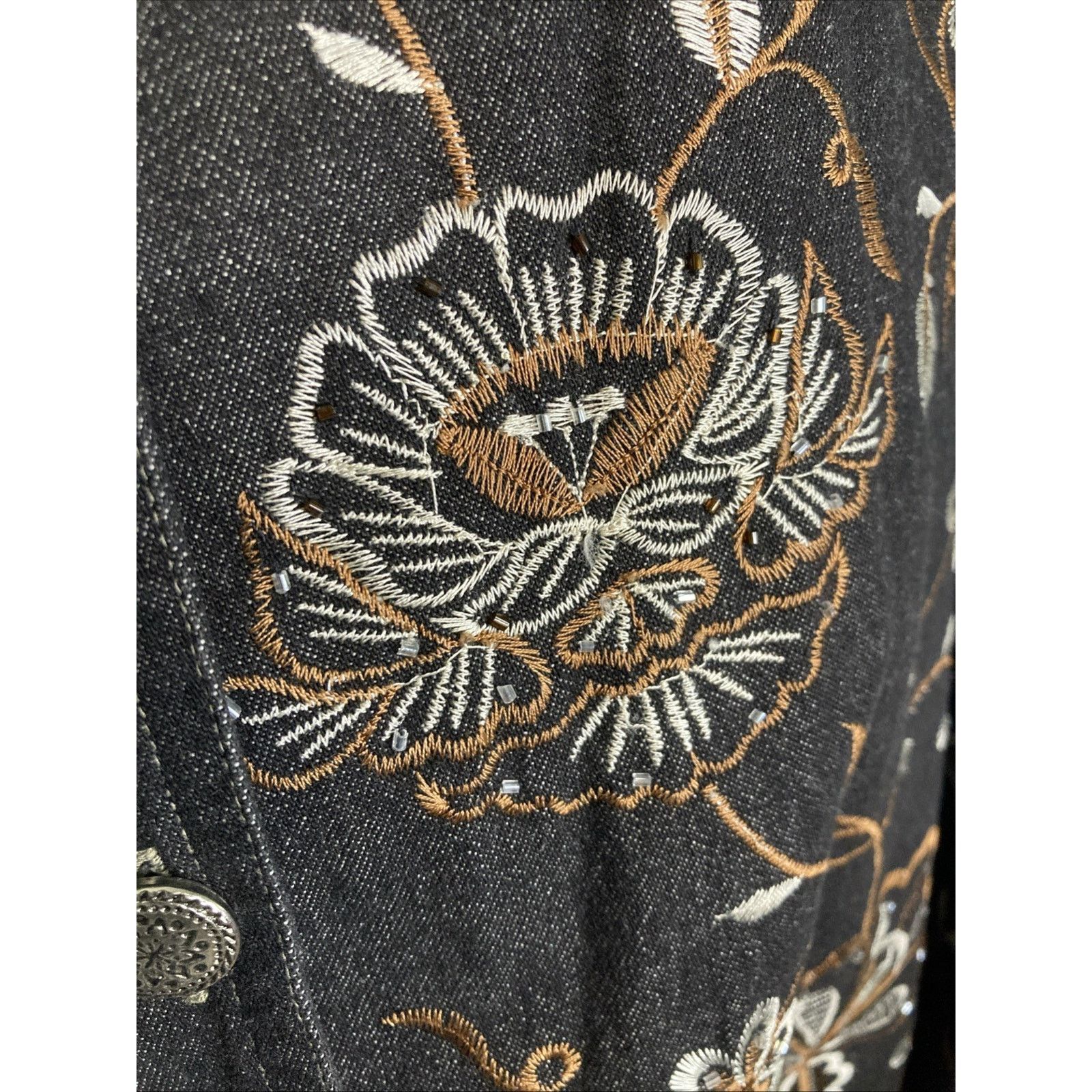 Other Vintage Embroidered Denim Jacket Y2K Floral Boho Women's S Size S / US 4 / IT 40 - 6 Thumbnail