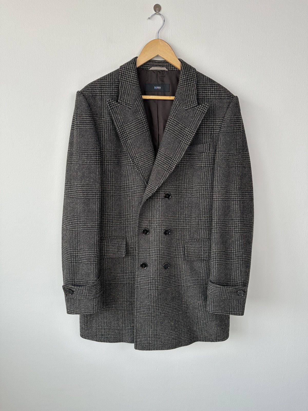 Hugo Boss HUGO BOSS Plaid Check Double Breasted Wool Coat Men’s US 42R Size US L / EU 52-54 / 3 - 1 Thumbnail