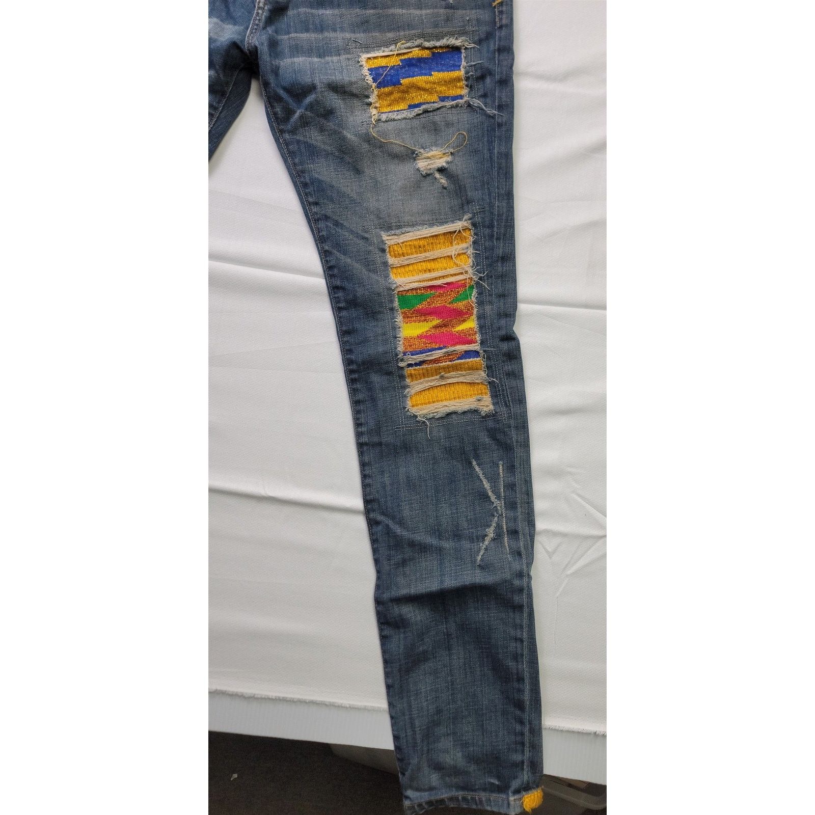 Other Kumi Kente Multicolor & Blue Distressed Jeans Size 36/34 Size US 36 / EU 52 - 2 Thumbnail