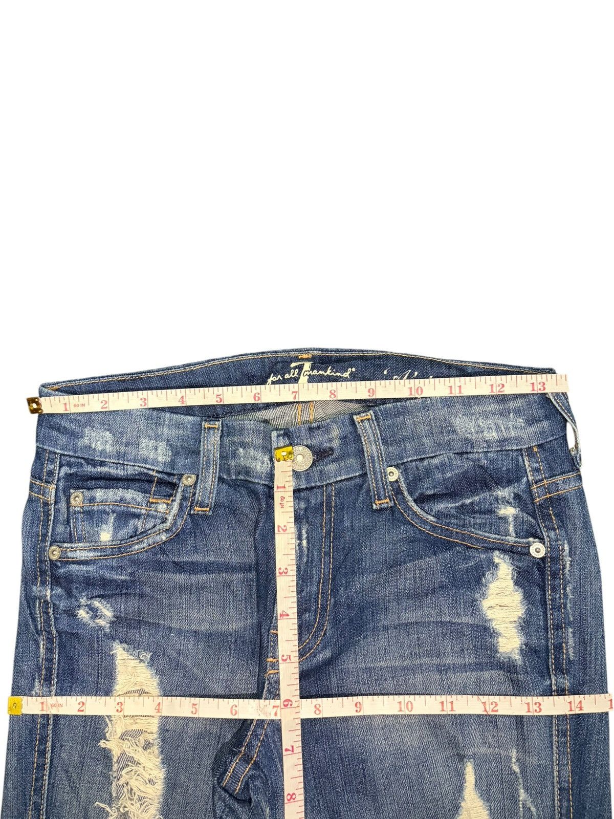7 For All Mankind Vintage 7 For All Mankind Distress Low Rise Flare Jeans Size 27" / US 4 / IT 40 - 6 Thumbnail