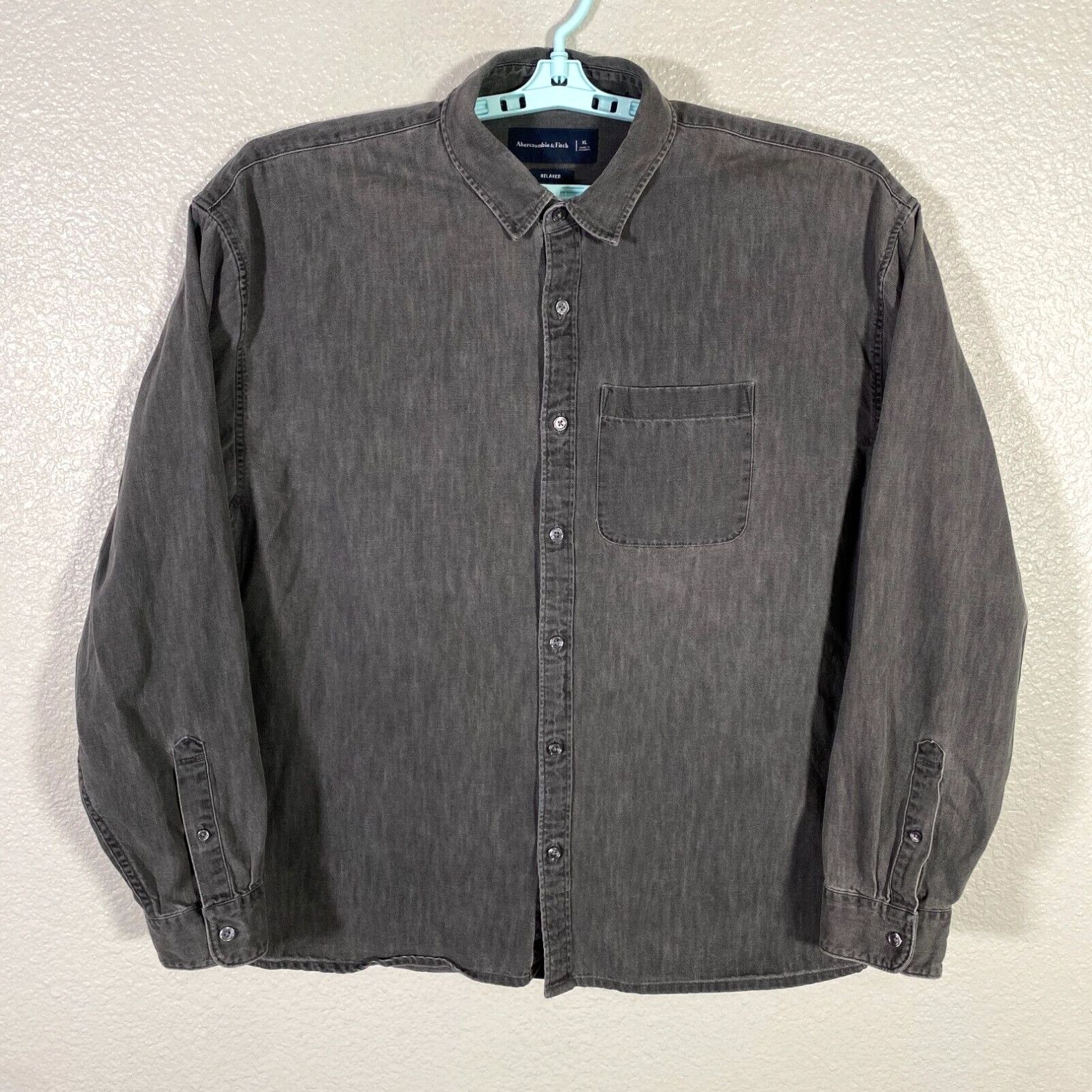 Abercrombie & Fitch Abercrombie Fitch Shirt Mens XL Black Chambray Denim  Button Up Relaxed Casual | Grailed