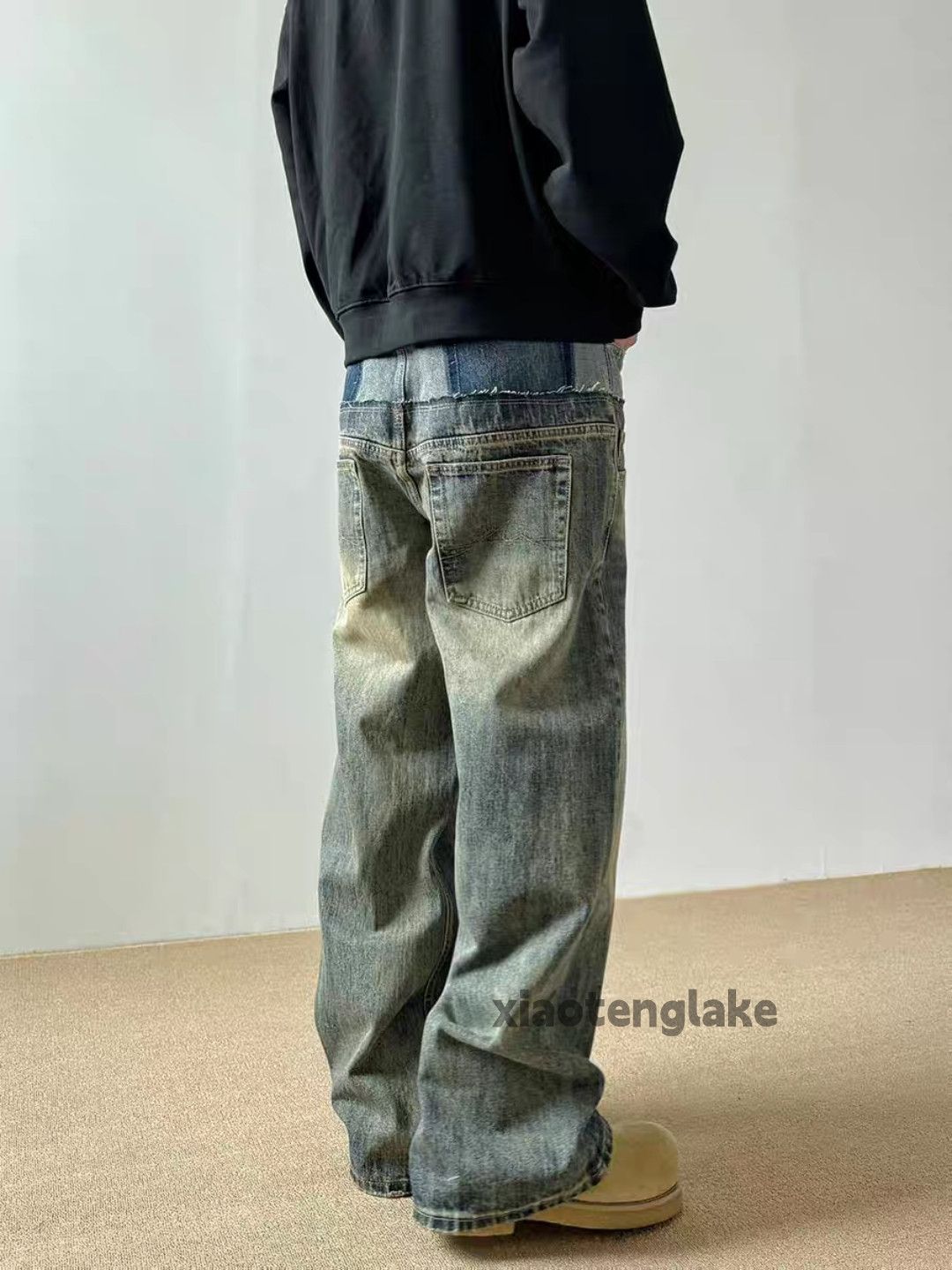 Jean × Vintage washed faded loose baggy skate patchwork grunge jeans Size US 28 / EU 44 - 6 Thumbnail
