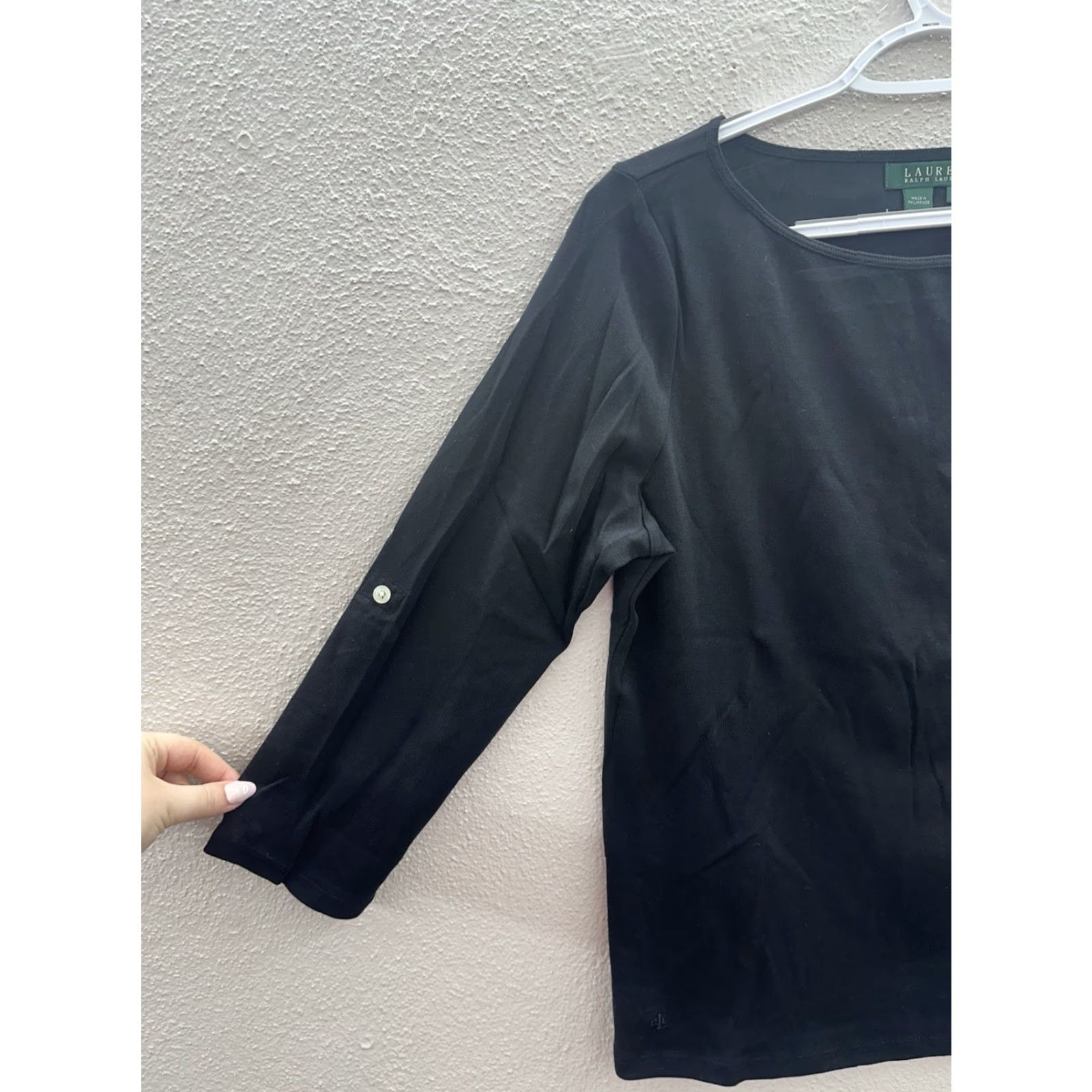 Ralph Lauren Lauren Ralph Lauren Womens Shirt Large Black 3/4 Sleeve Minimalist Size M / US 6-8 / IT 42-44 - 2 Thumbnail