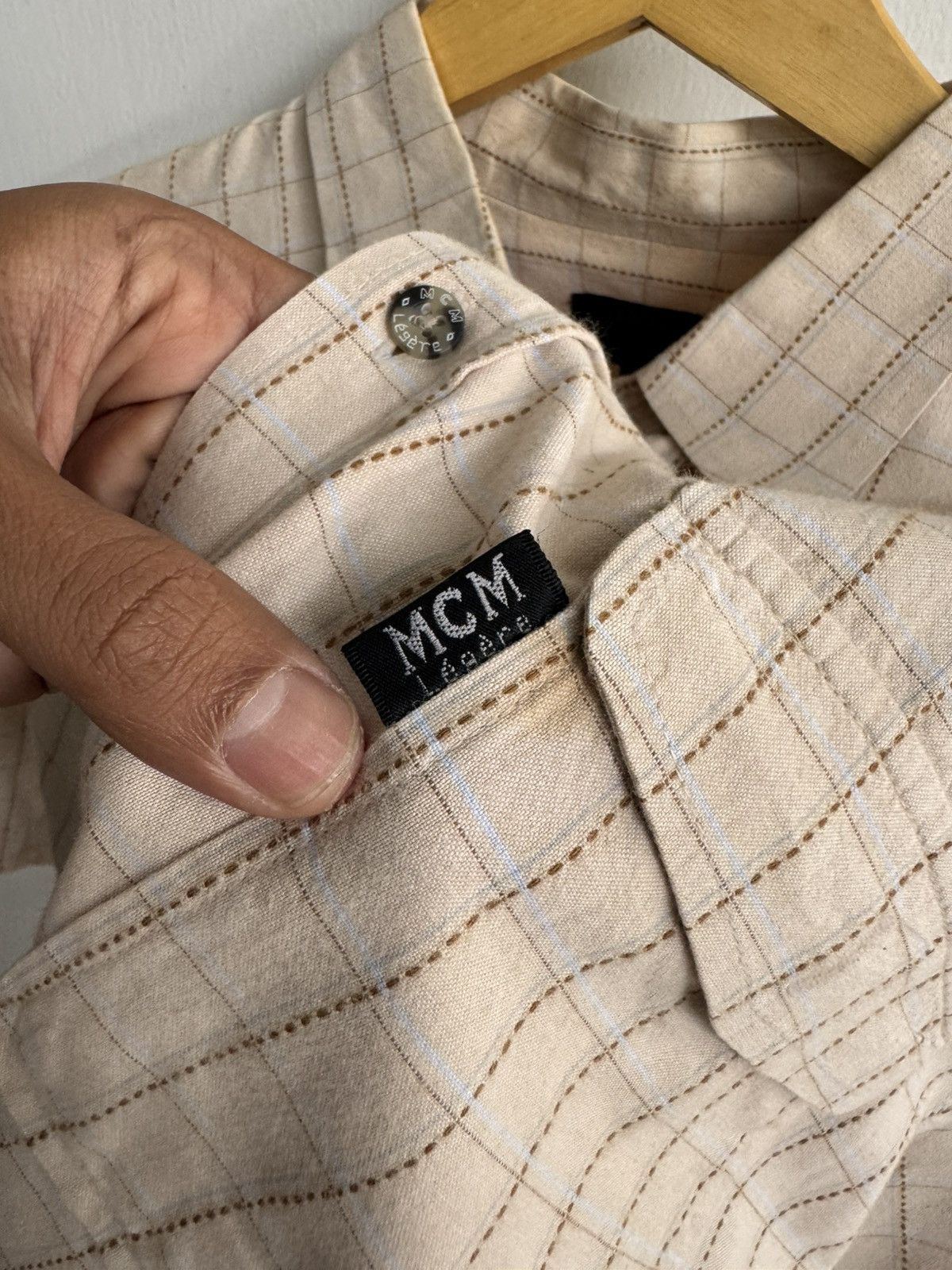 MCM VINTAGE MCM LEGERE SQUARE MOTIF SHIRT Size US L / EU 52-54 / 3 - 4 Thumbnail