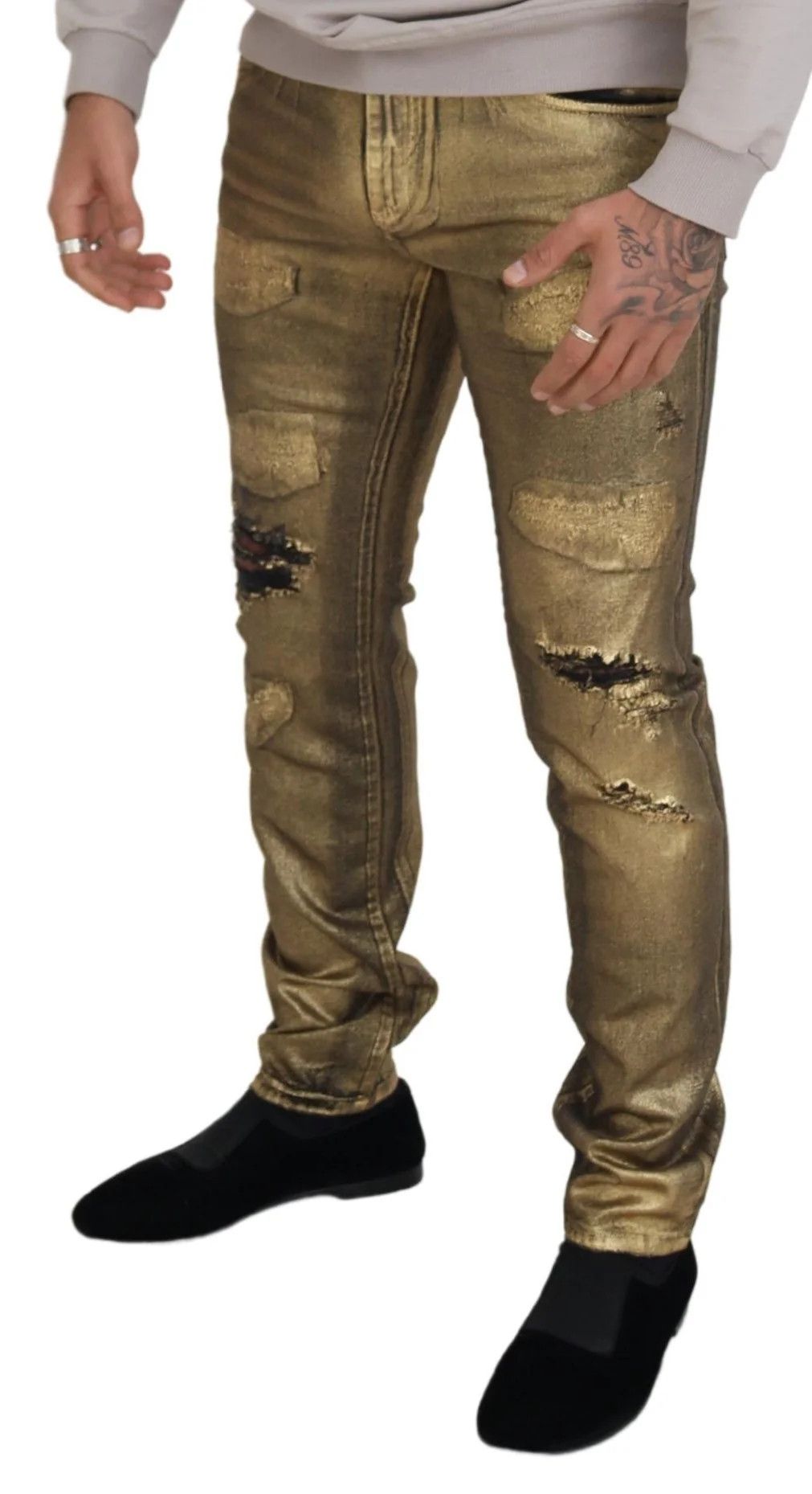 Dolce & Gabbana o1y0125 Logo Jeans in Gold Size US 36 / EU 52 - 4 Thumbnail