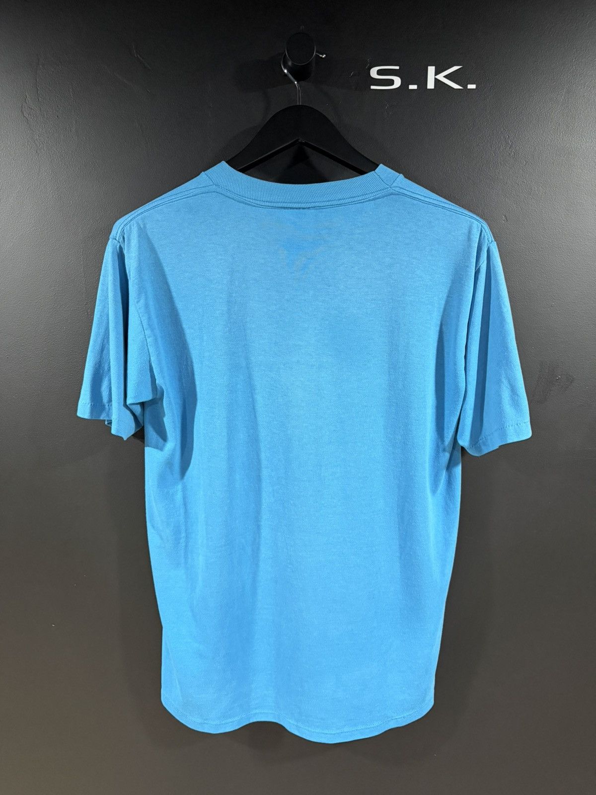 Vintage 1980s Vintage Turquoise Aqua Blue Single Stitch Blank Tee L Size US L / EU 52-54 / 3 - 5 Thumbnail