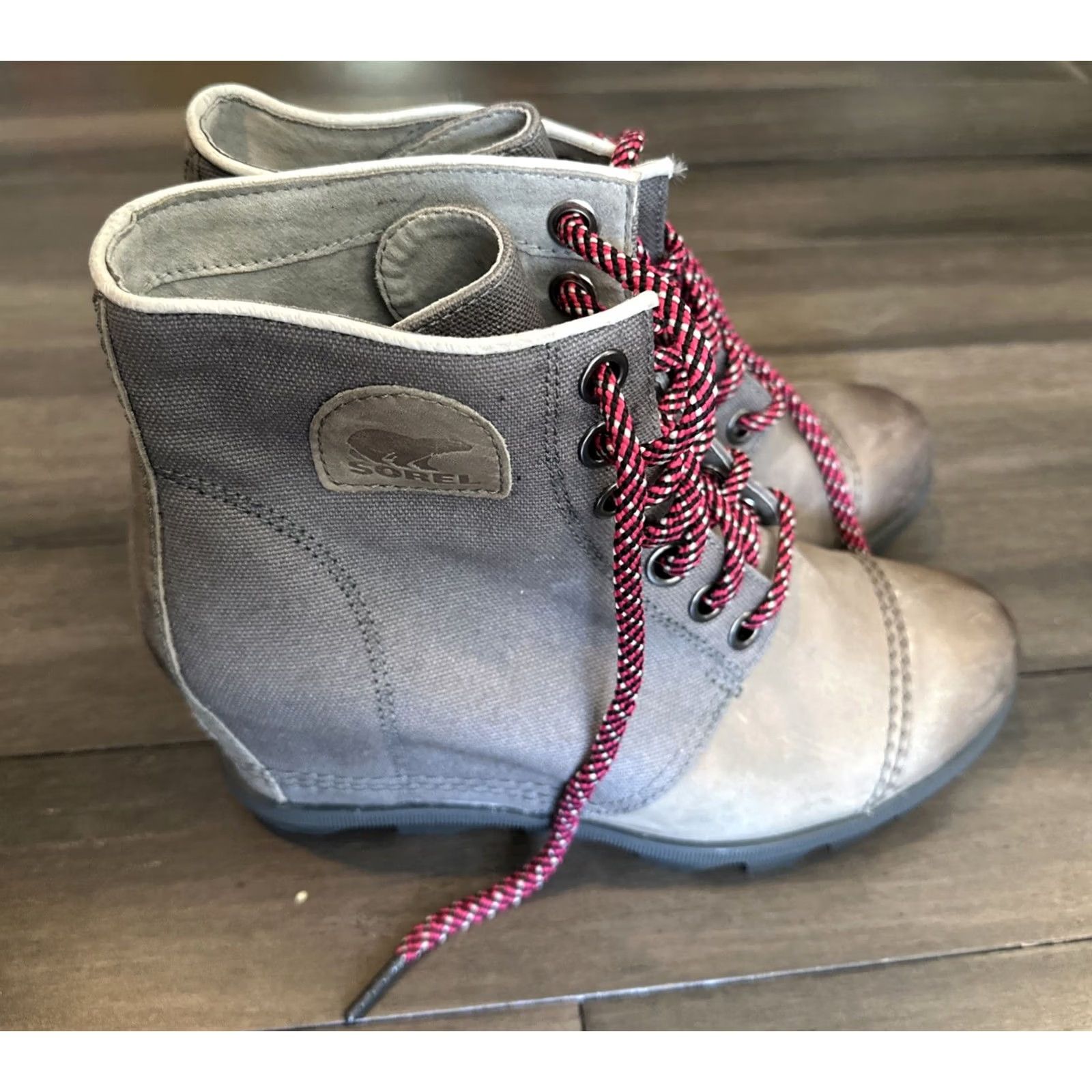 SOREL Sorel Boots Womens 9.5 Joan Of Arctic Bootie Gray Leather Wedge Heel Bootie Women Gray Leather Wedge Heel Sorel Joan of Arctic Size US 10 / IT 40 - 2 Thumbnail