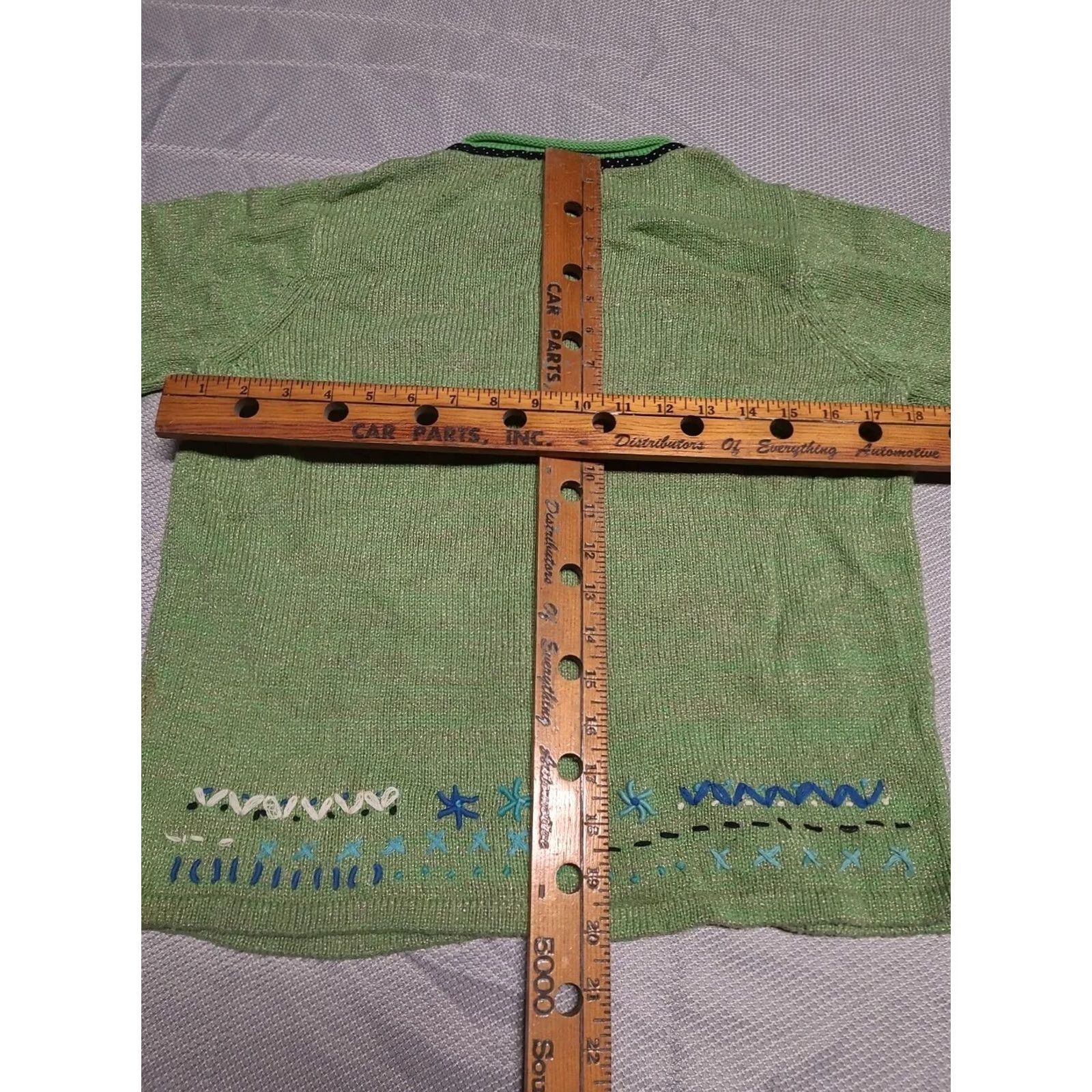 Vintage VTG Icelandic Design Cardigan Sweater Womens S Green Silk Cotton Knit Fair Isle Button Knitwear Buttoned Long Sleeve NWT Size S / US 4 / IT 40 - 7 Thumbnail