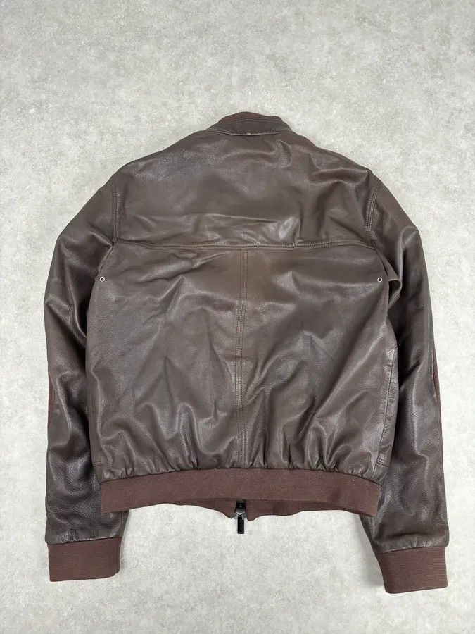 Emporio Armani SS2008 Emporio Armani Brown Lined Leather Biker Jacket Size US L / EU 52-54 / 3 - 5 Thumbnail